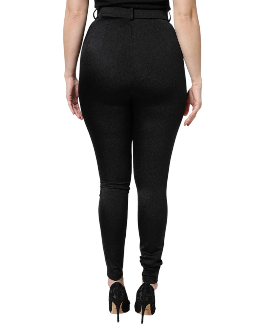 Dolce & Gabbana Black Nylon High Waist Slim Fit Pants - RIMODA