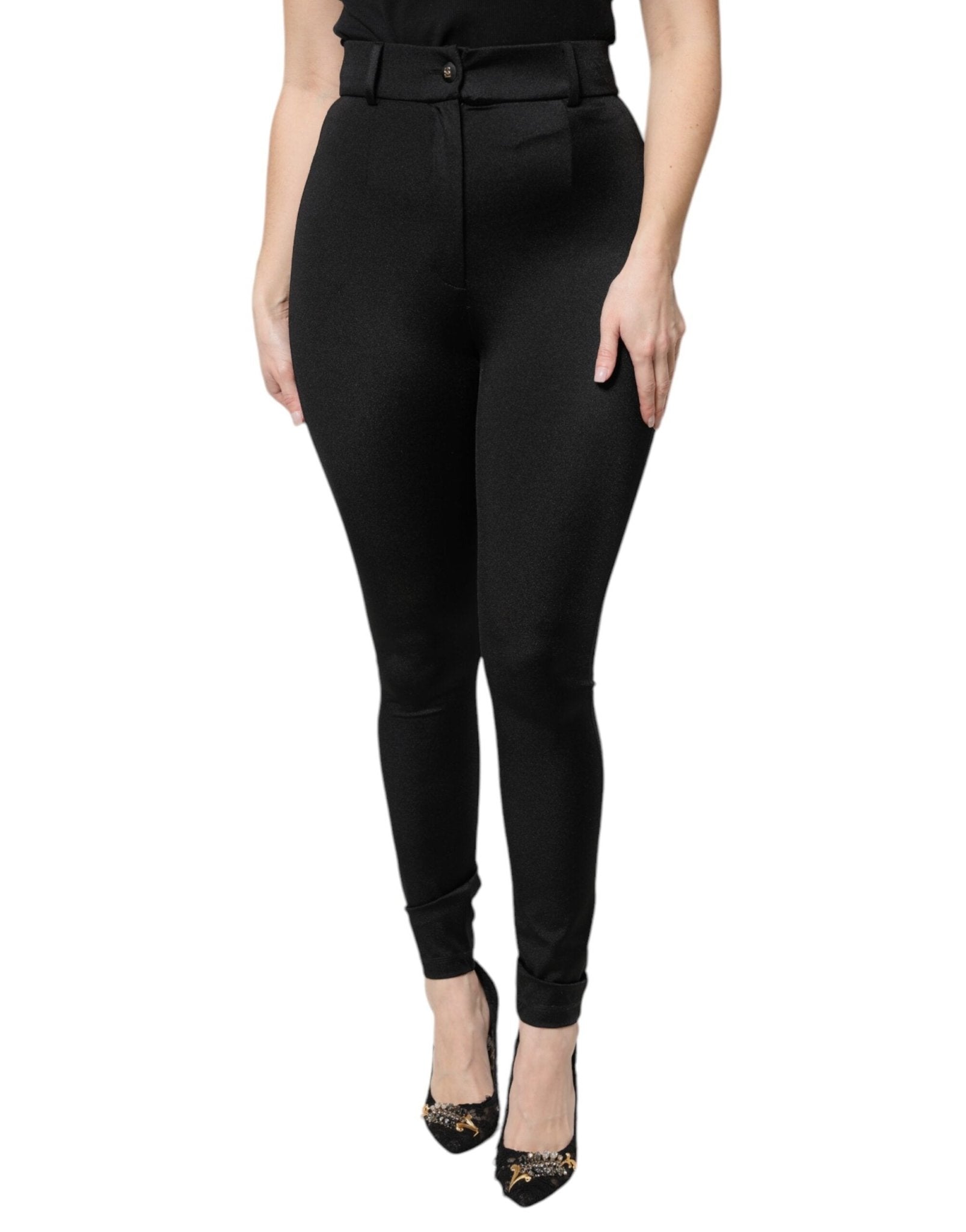 Dolce & Gabbana Black Nylon Leggings Stretch Pants - RIMODA