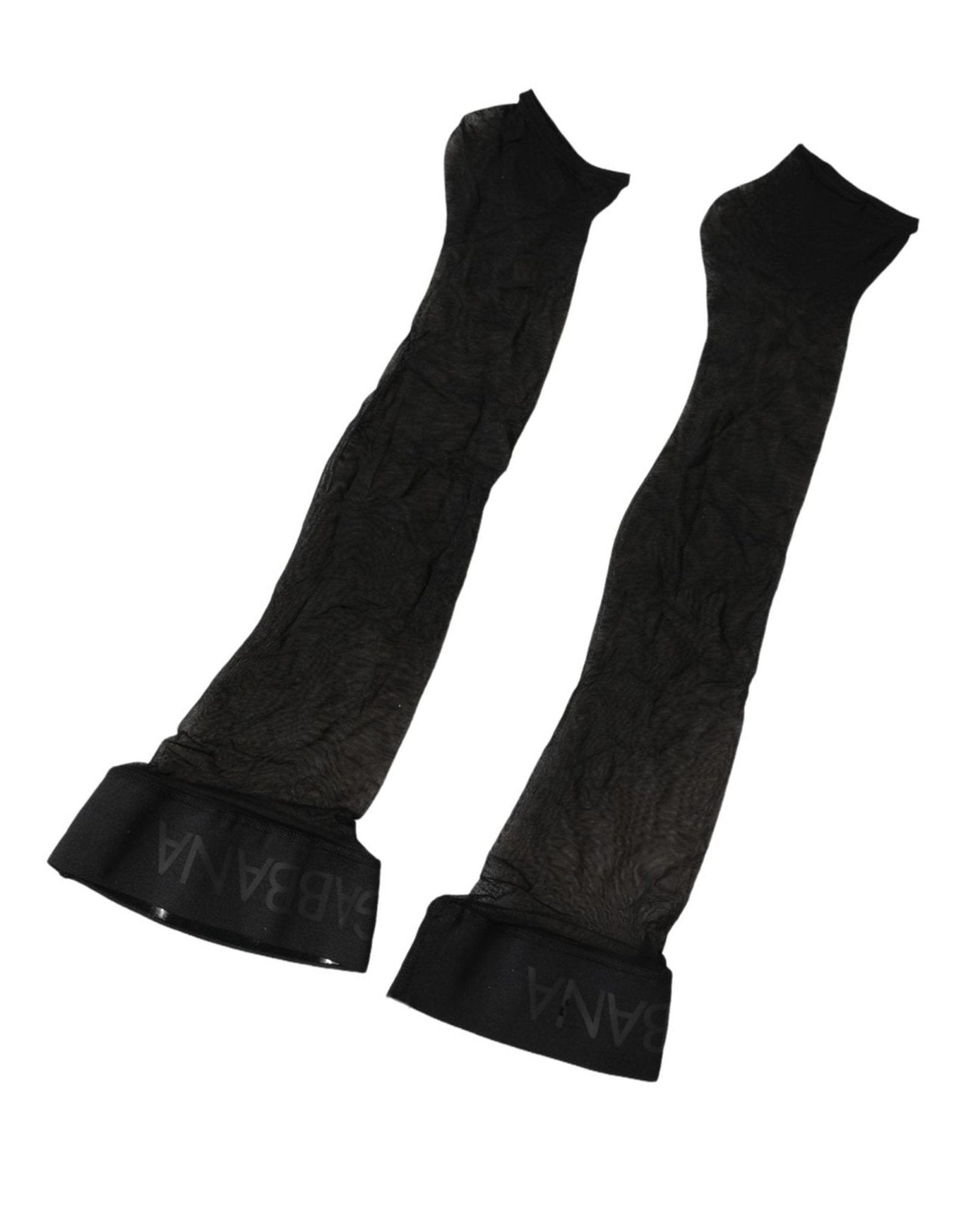 Dolce & Gabbana Black Nylon Logo Calf Long Women Accessory Socks - RIMODA