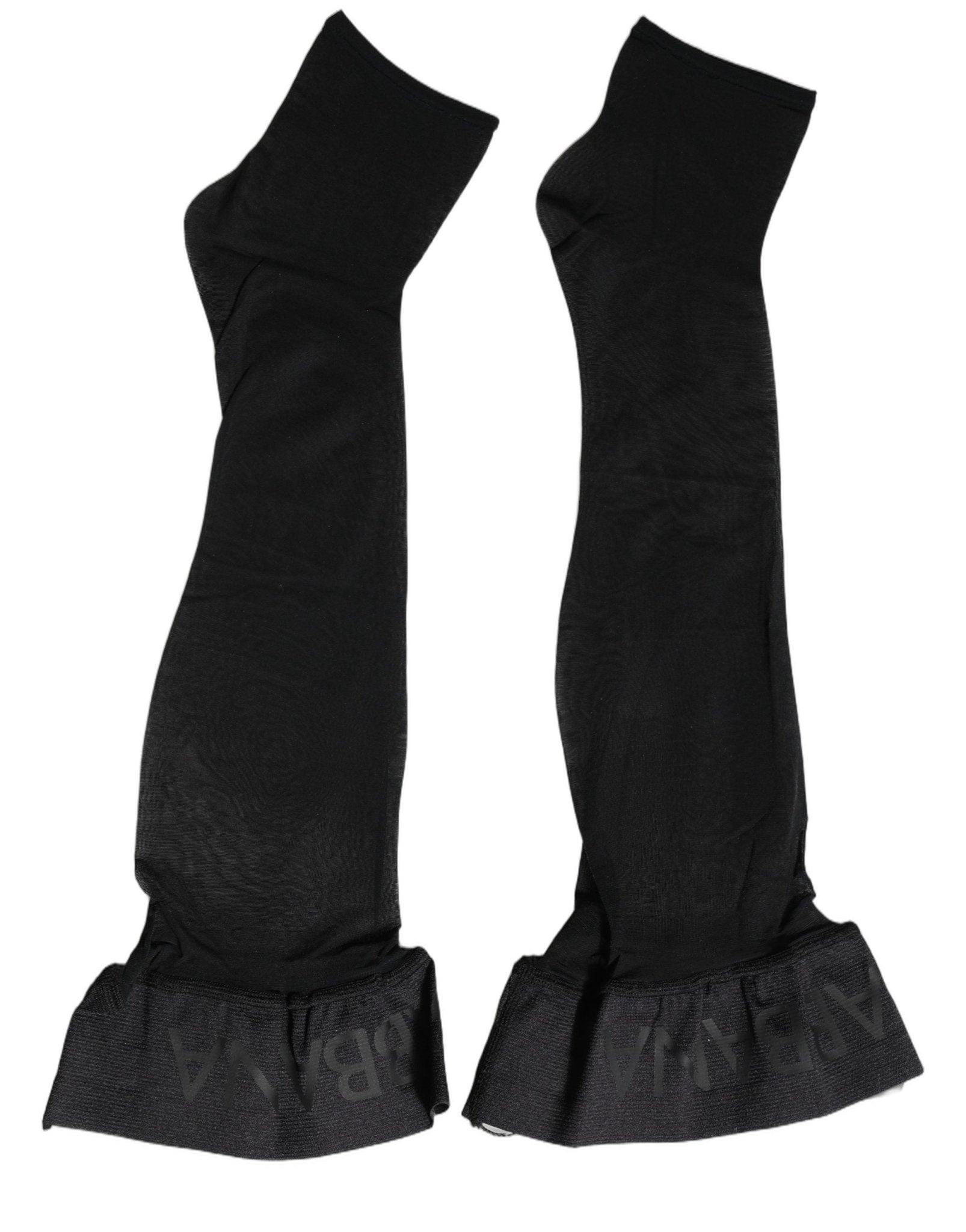 Dolce & Gabbana Black Nylon Logo Calf Long Women Accessory Socks - RIMODA