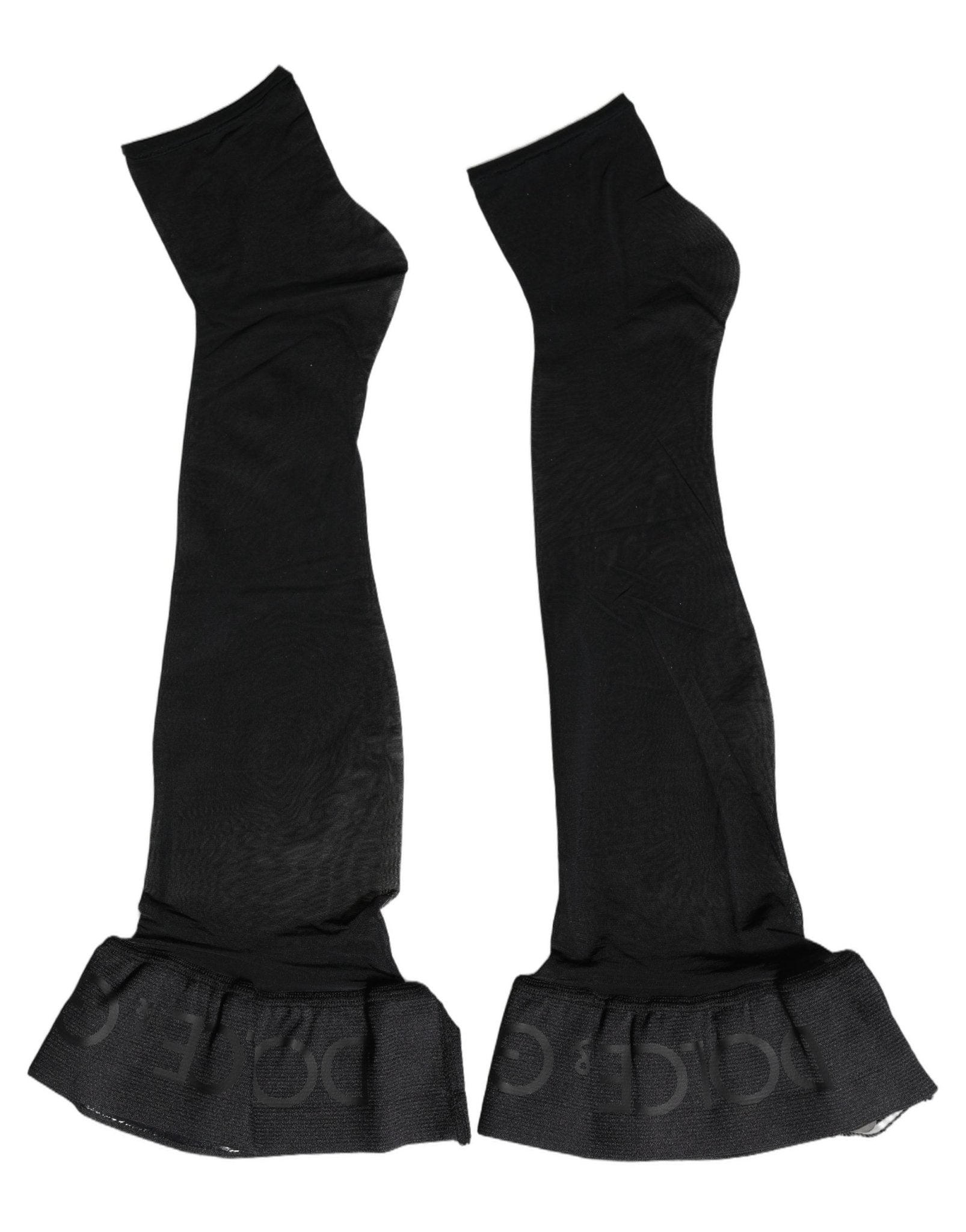 Dolce & Gabbana Black Nylon Logo Calf Long Women Accessory Socks - RIMODA