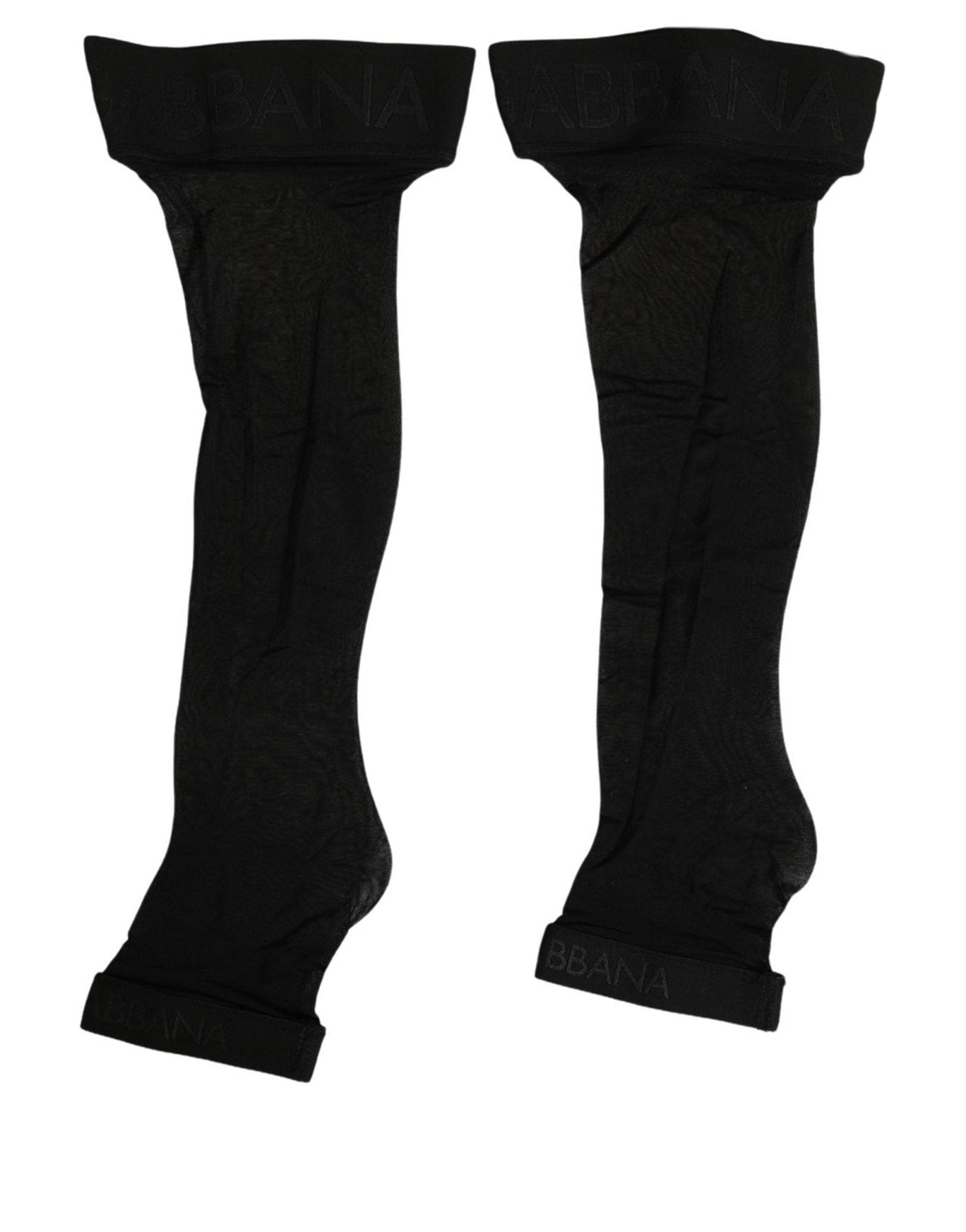 Dolce & Gabbana Black Nylon Logo Calf Long Women Accessory Socks - RIMODA