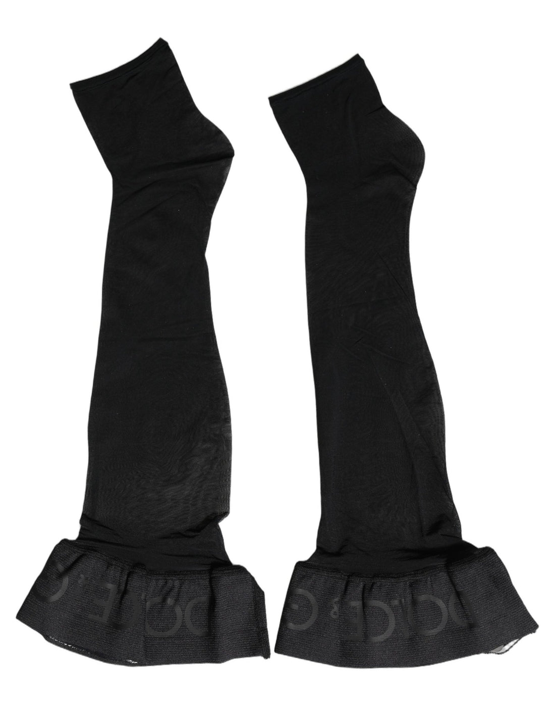 Dolce & Gabbana Black Nylon Logo Calf Long Women Accessory Socks - RIMODA