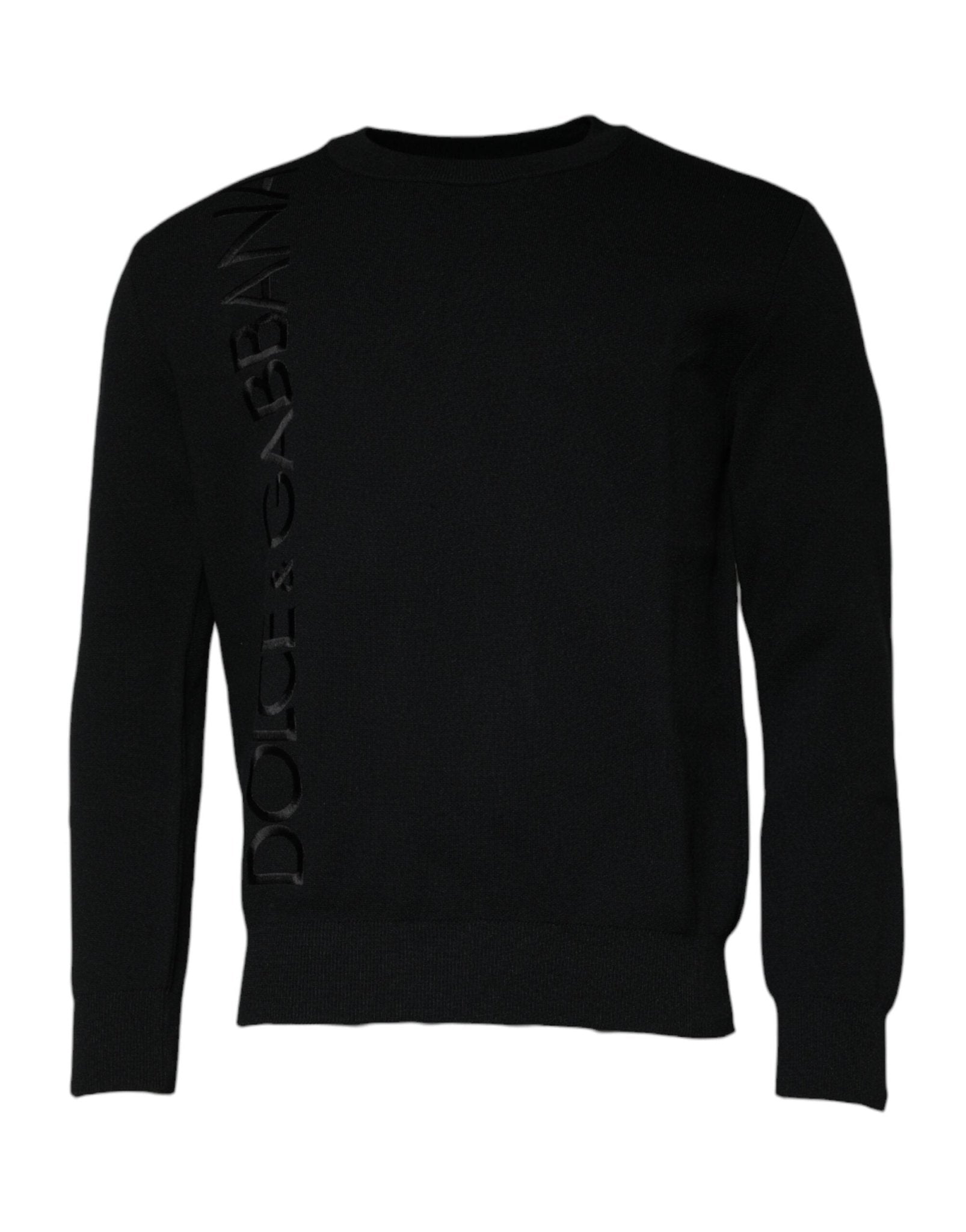 Dolce & Gabbana Black Nylon Logo Crew Neck Pullover Sweater - RIMODA
