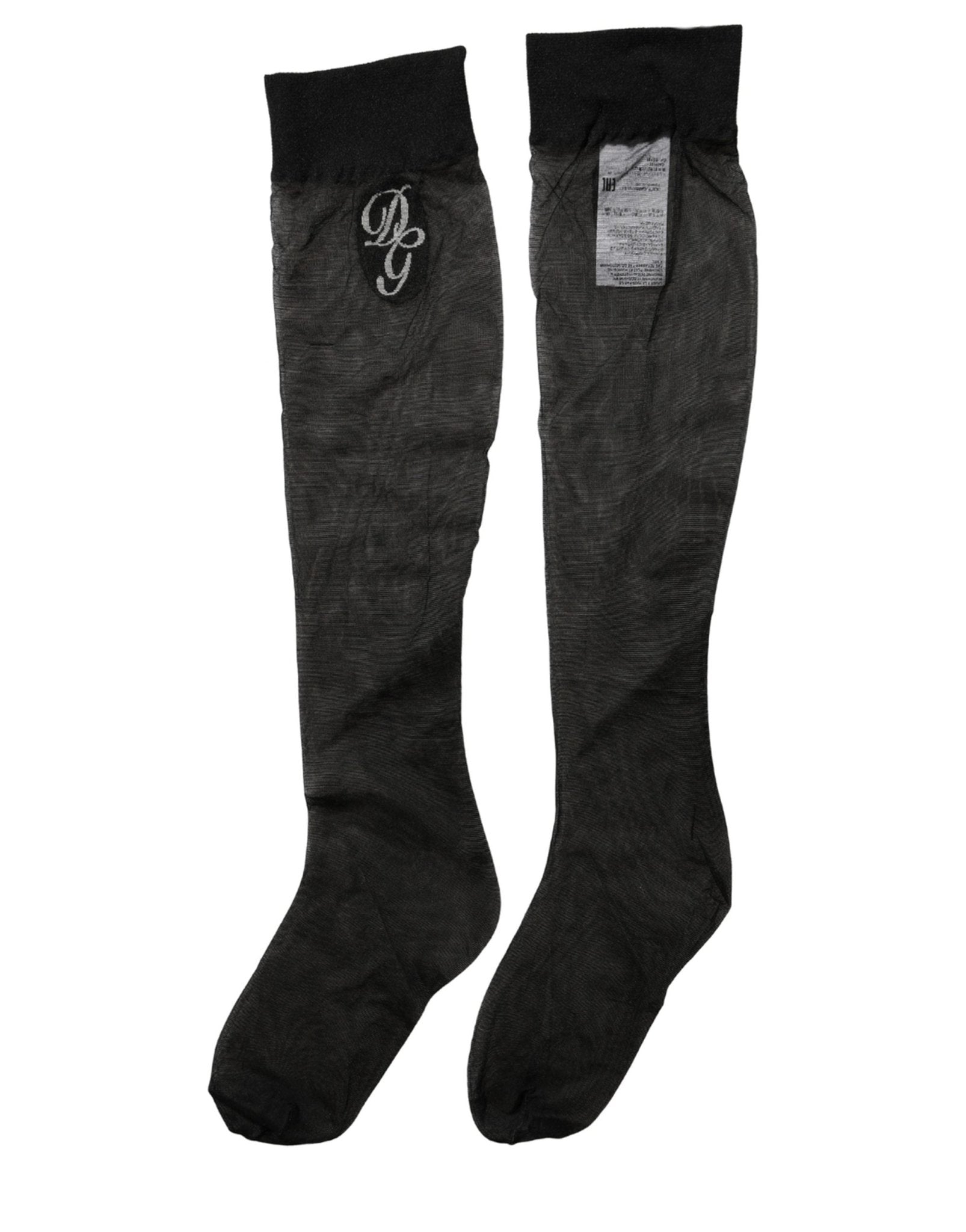 Dolce & Gabbana Black Nylon Mesh Sheer Calf Long Accessory Socks - RIMODA