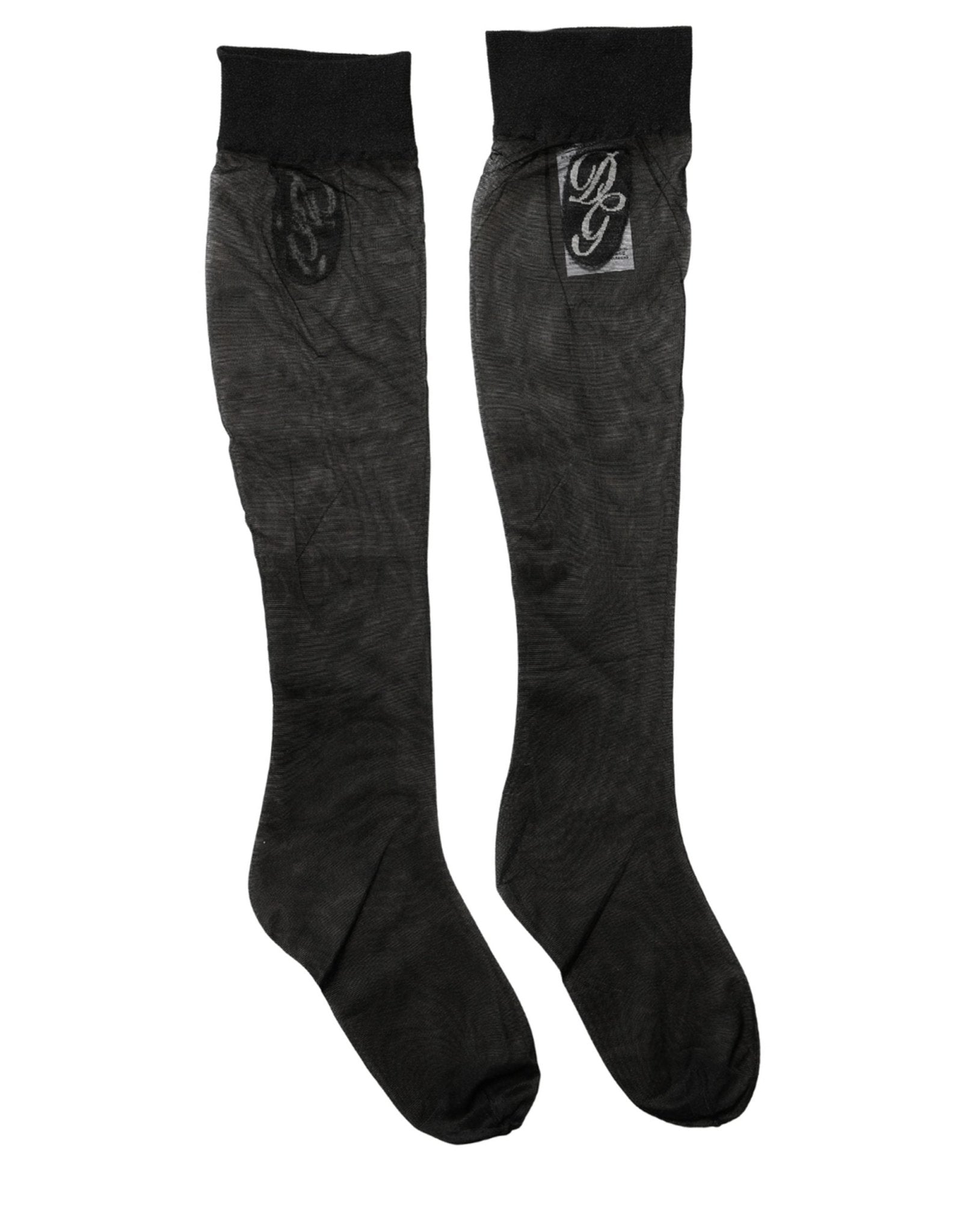 Dolce & Gabbana Black Nylon Mesh Sheer Calf Long Accessory Socks - RIMODA