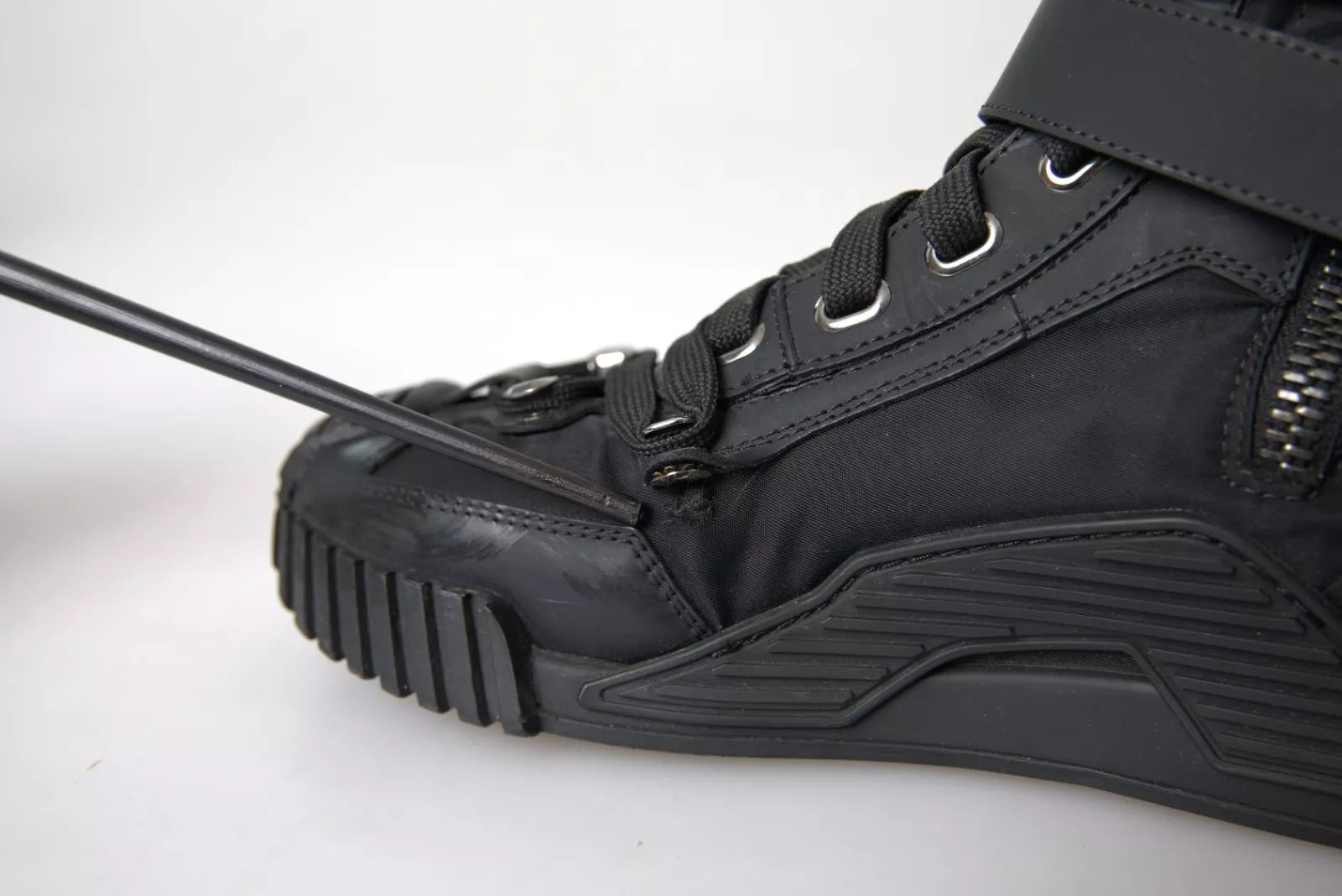 Dolce & Gabbana Black Nylon NS1 High Top Sneakers Shoes - RIMODA