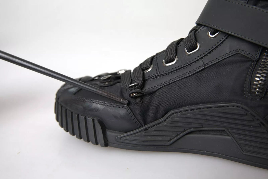 Dolce & Gabbana Black Nylon NS1 High Top Sneakers Shoes - RIMODA