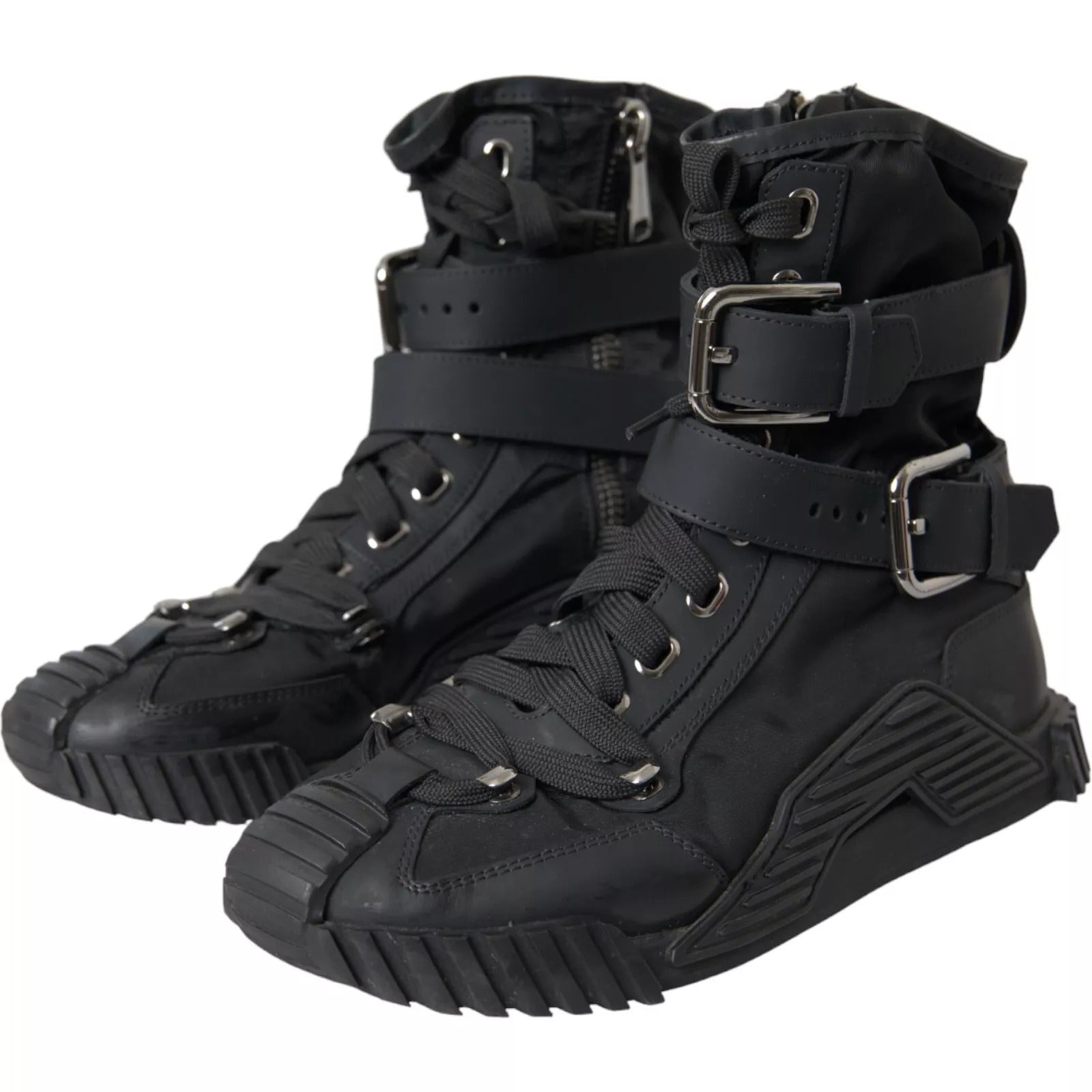 Dolce & Gabbana Black Nylon NS1 High Top Sneakers Shoes - RIMODA