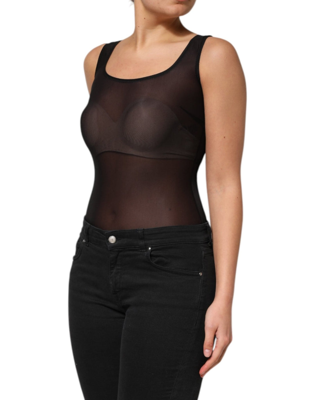 Dolce & Gabbana Black Nylon Sleeveless Round Neck Tank Top - RIMODA