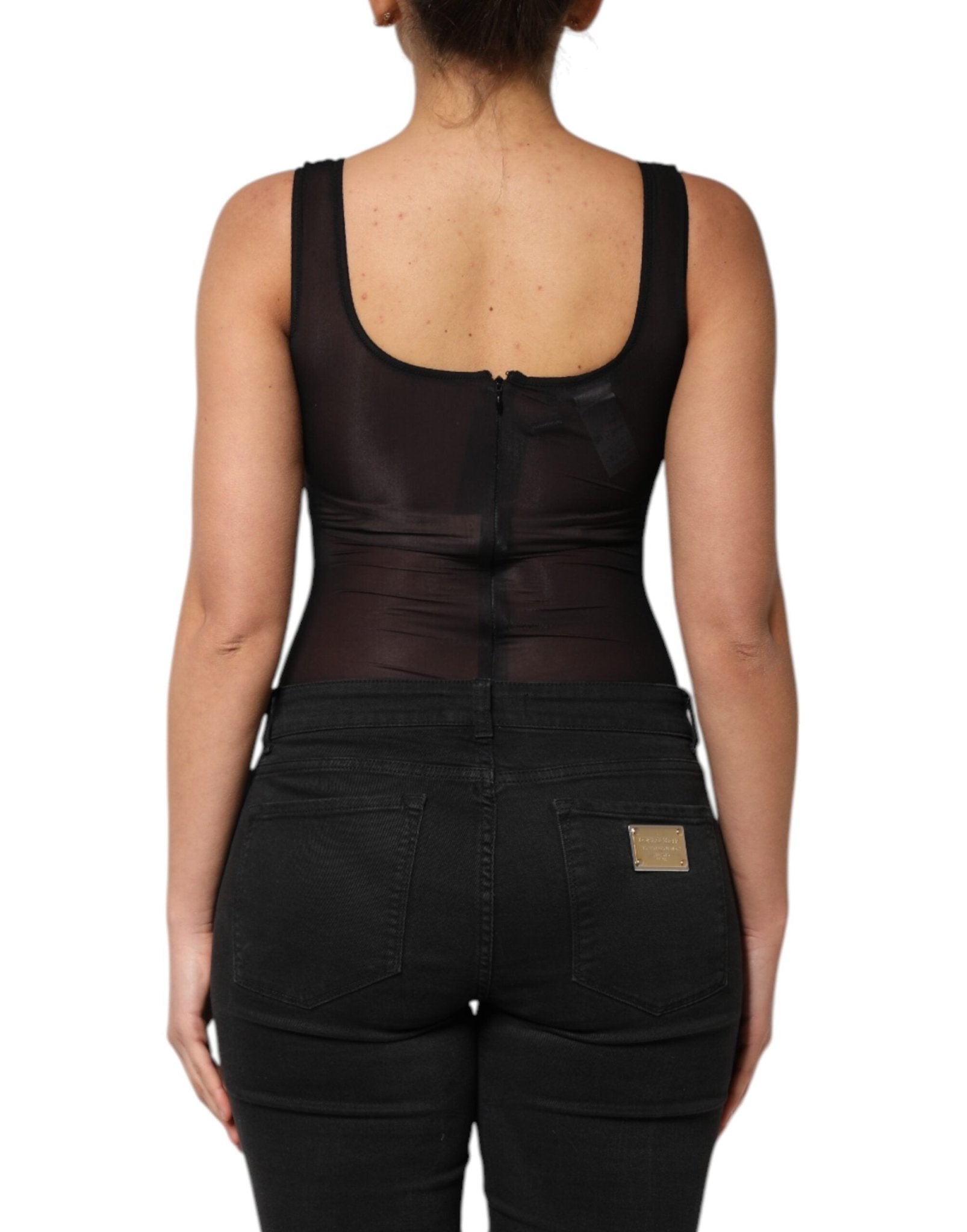 Dolce & Gabbana Black Nylon Sleeveless Round Neck Tank Top - RIMODA