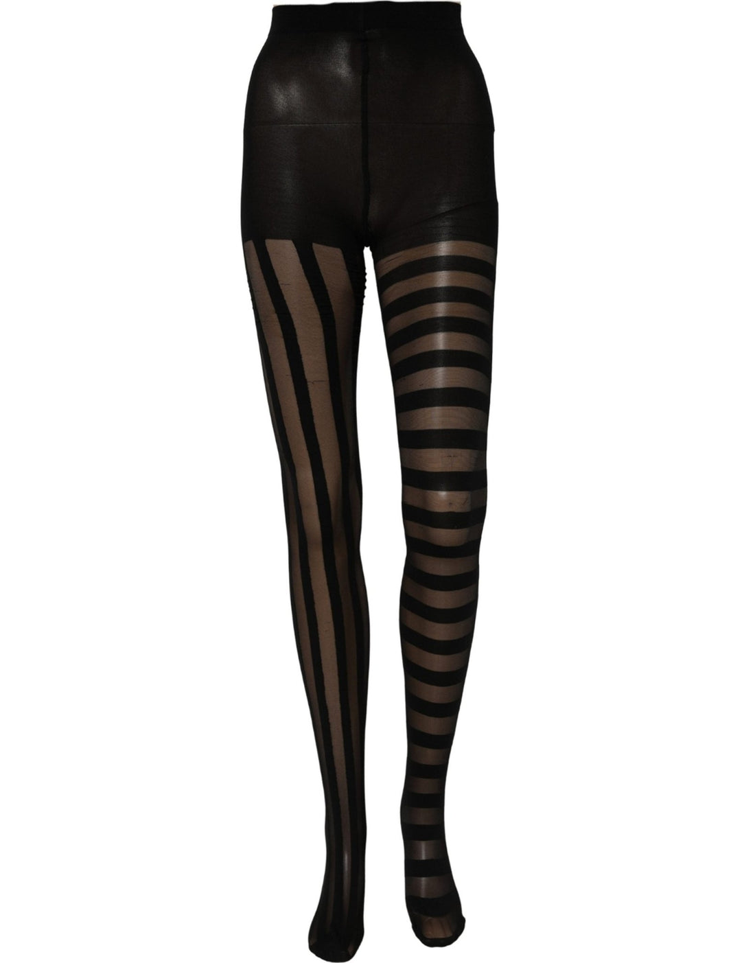 Dolce & Gabbana Black Nylon Stripes Tights Stockings Pantyhose Socks - RIMODA