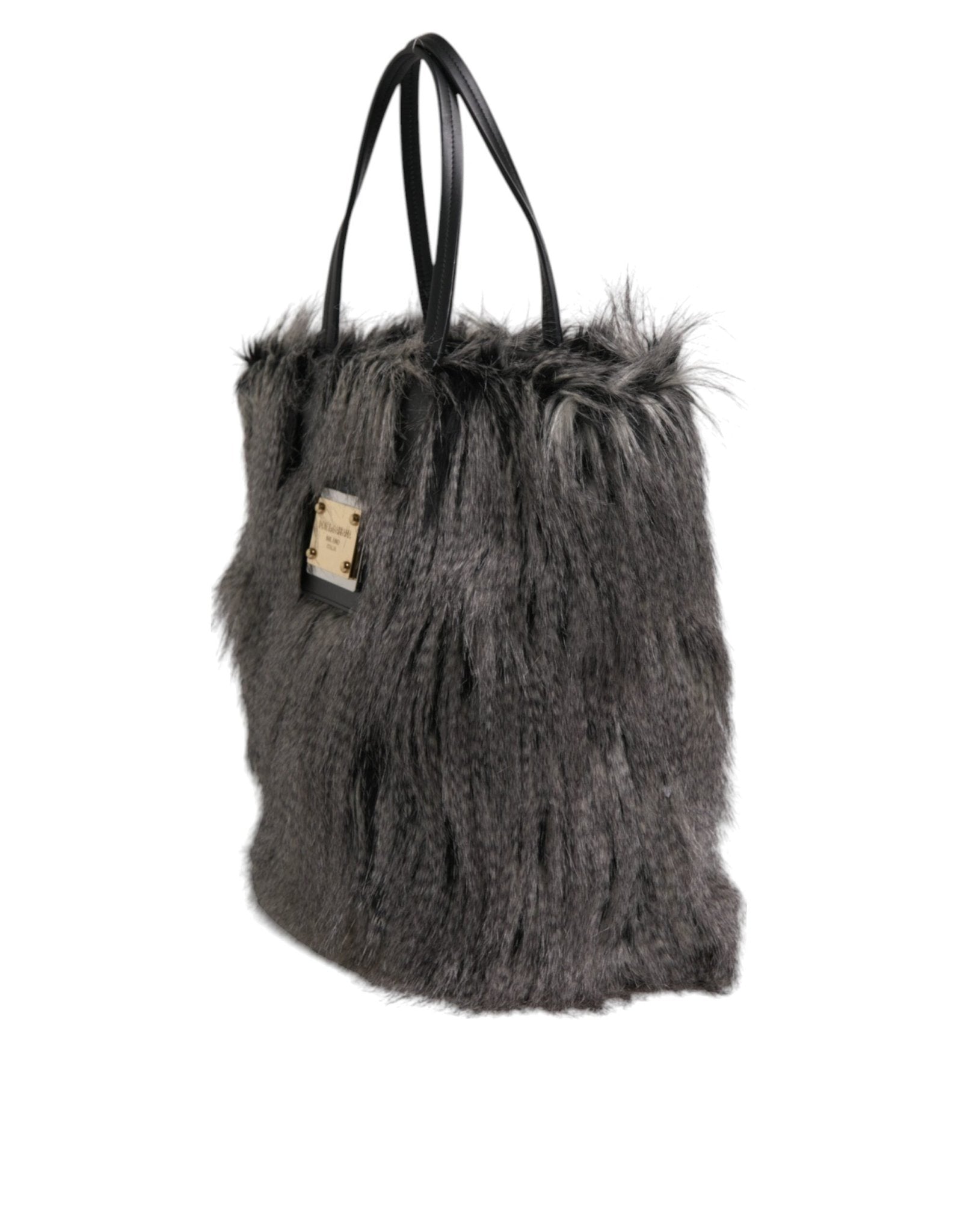 Dolce & Gabbana Black Oversize Faux Fur Shopping Tote Bag - RIMODA
