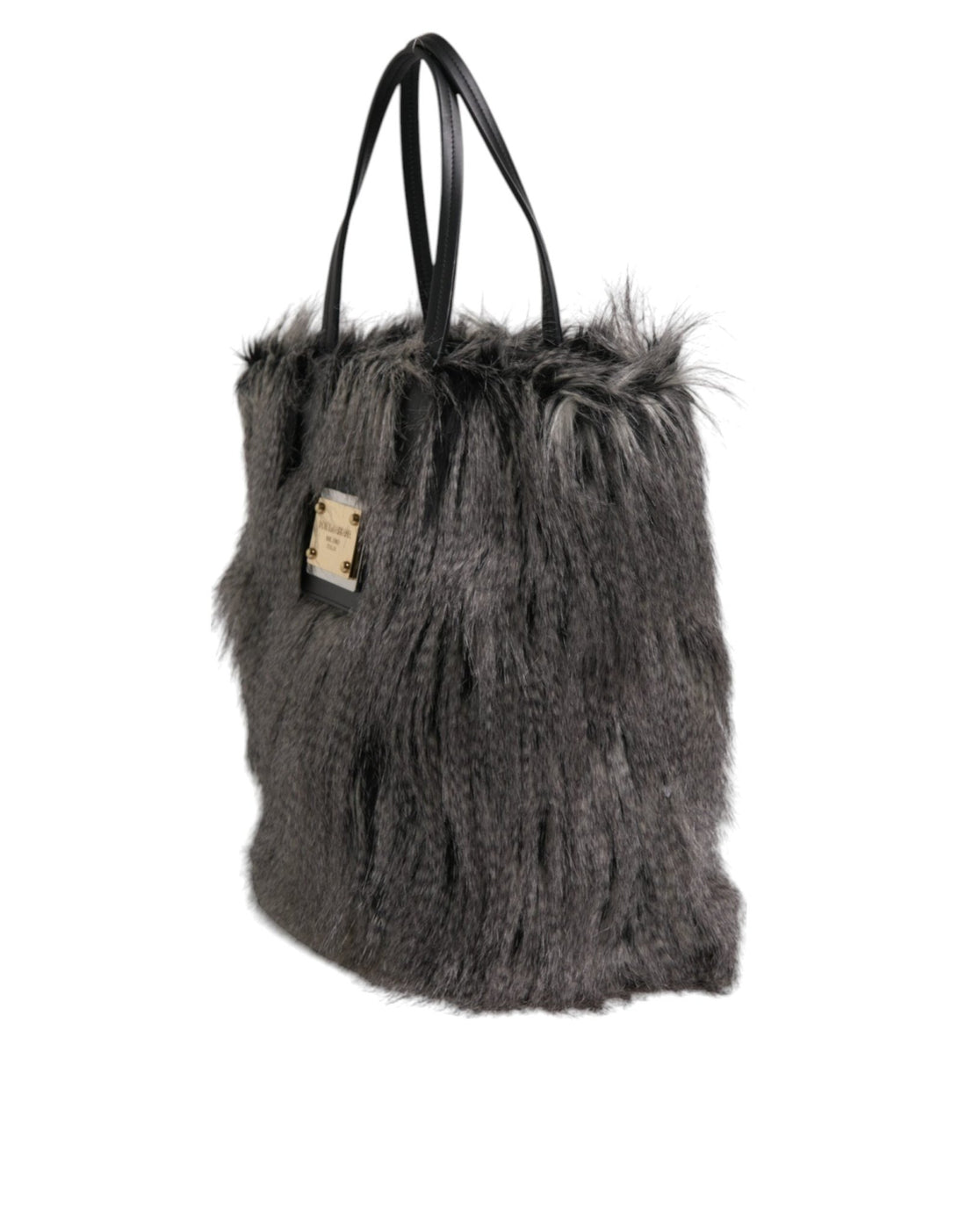 Dolce & Gabbana Black Oversize Faux Fur Shopping Tote Bag - RIMODA