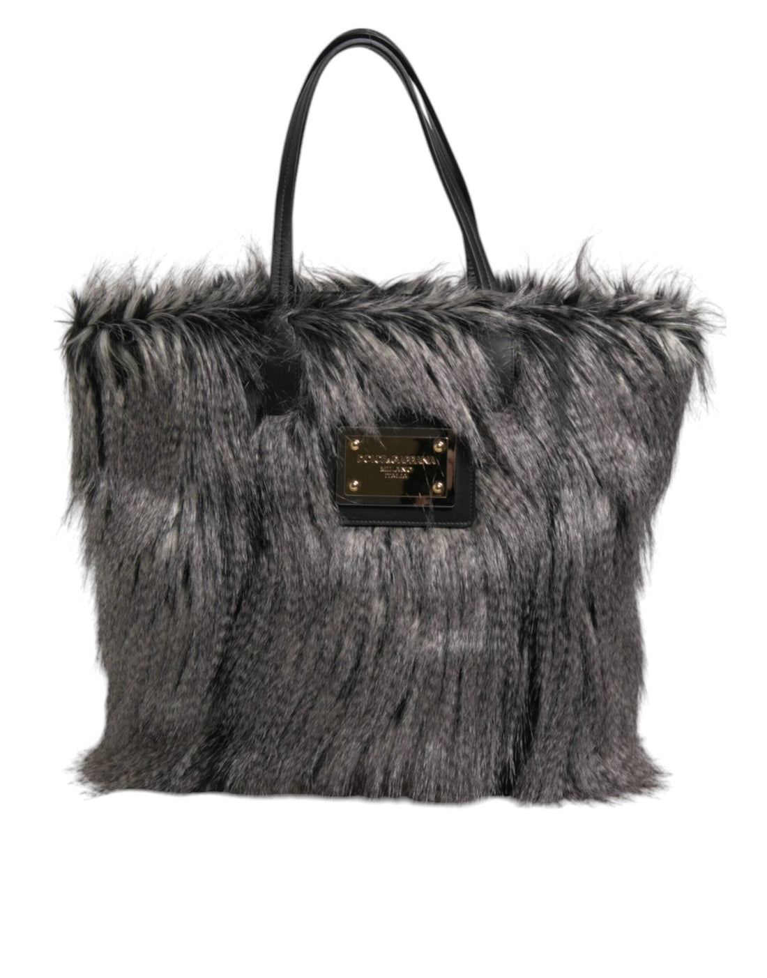 Dolce & Gabbana Black Oversize Faux Fur Shopping Tote Bag - RIMODA