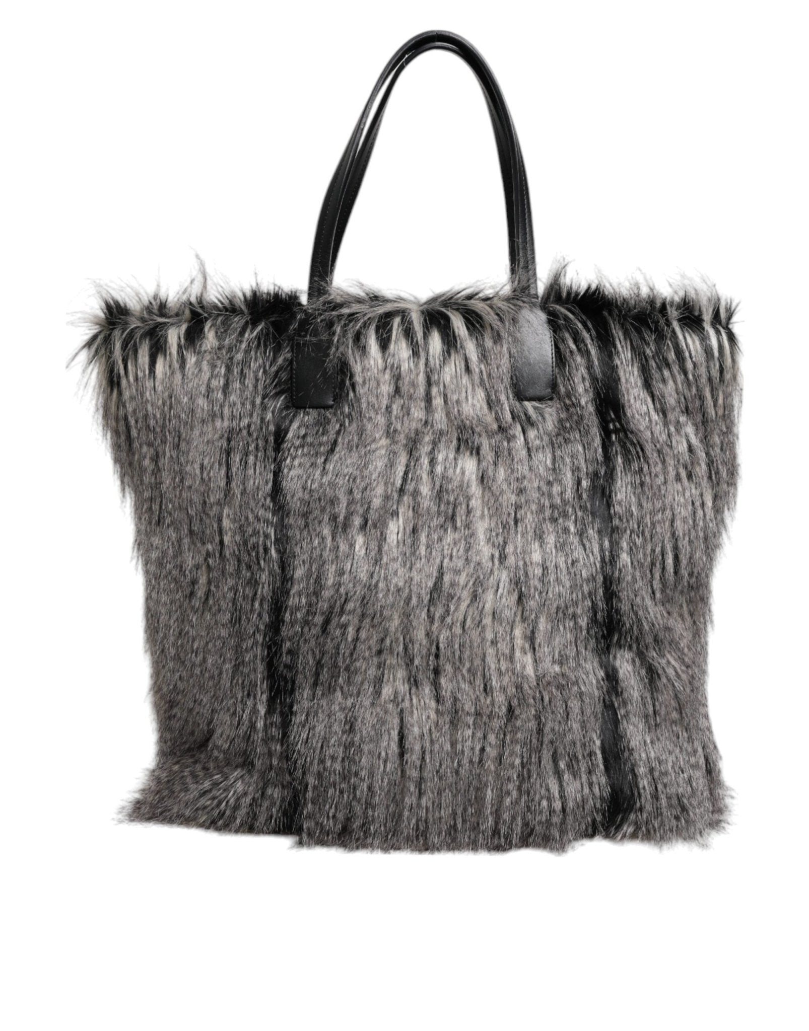 Dolce & Gabbana Black Oversize Faux Fur Shopping Tote Bag - RIMODA