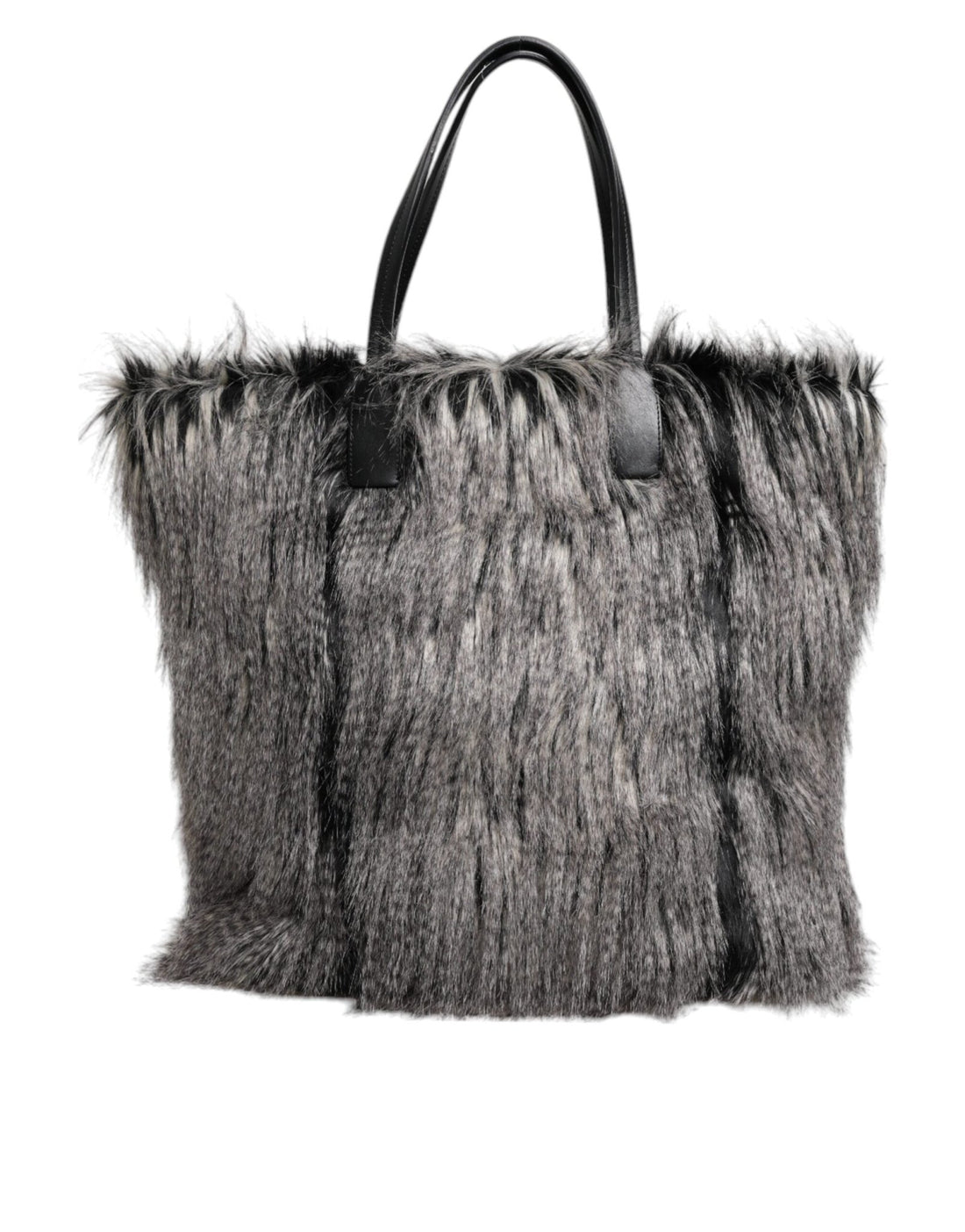 Dolce & Gabbana Black Oversize Faux Fur Shopping Tote Bag - RIMODA