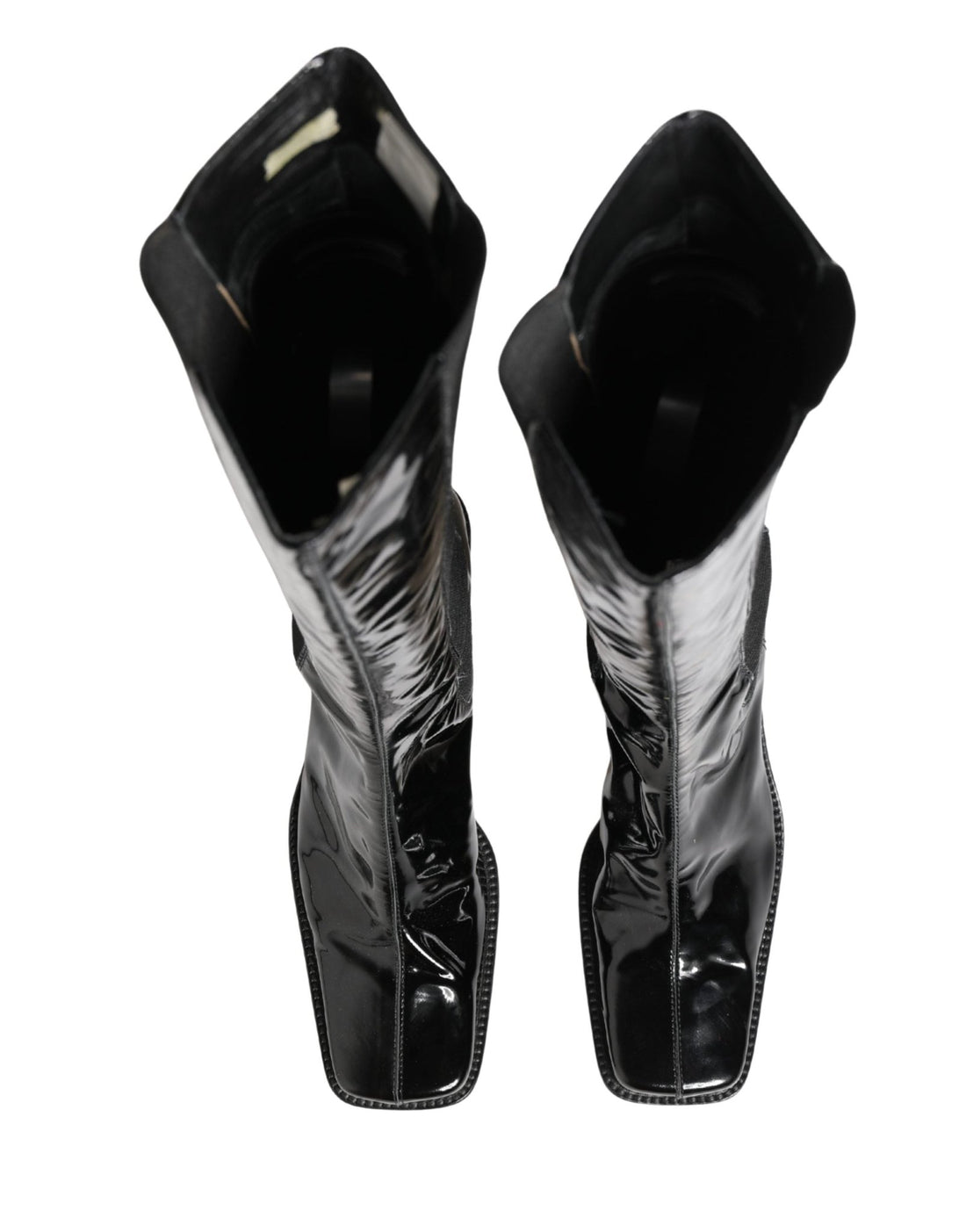 Dolce & Gabbana Black Patent Leather Knee High Boots Shoes - RIMODA