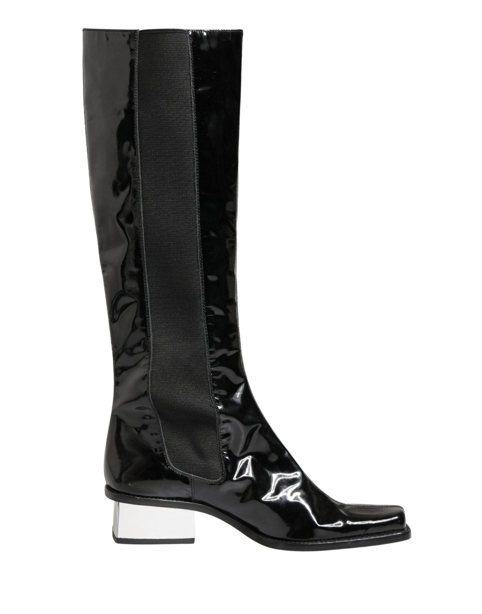Dolce & Gabbana Black Patent Leather Knee High Boots Shoes - RIMODA