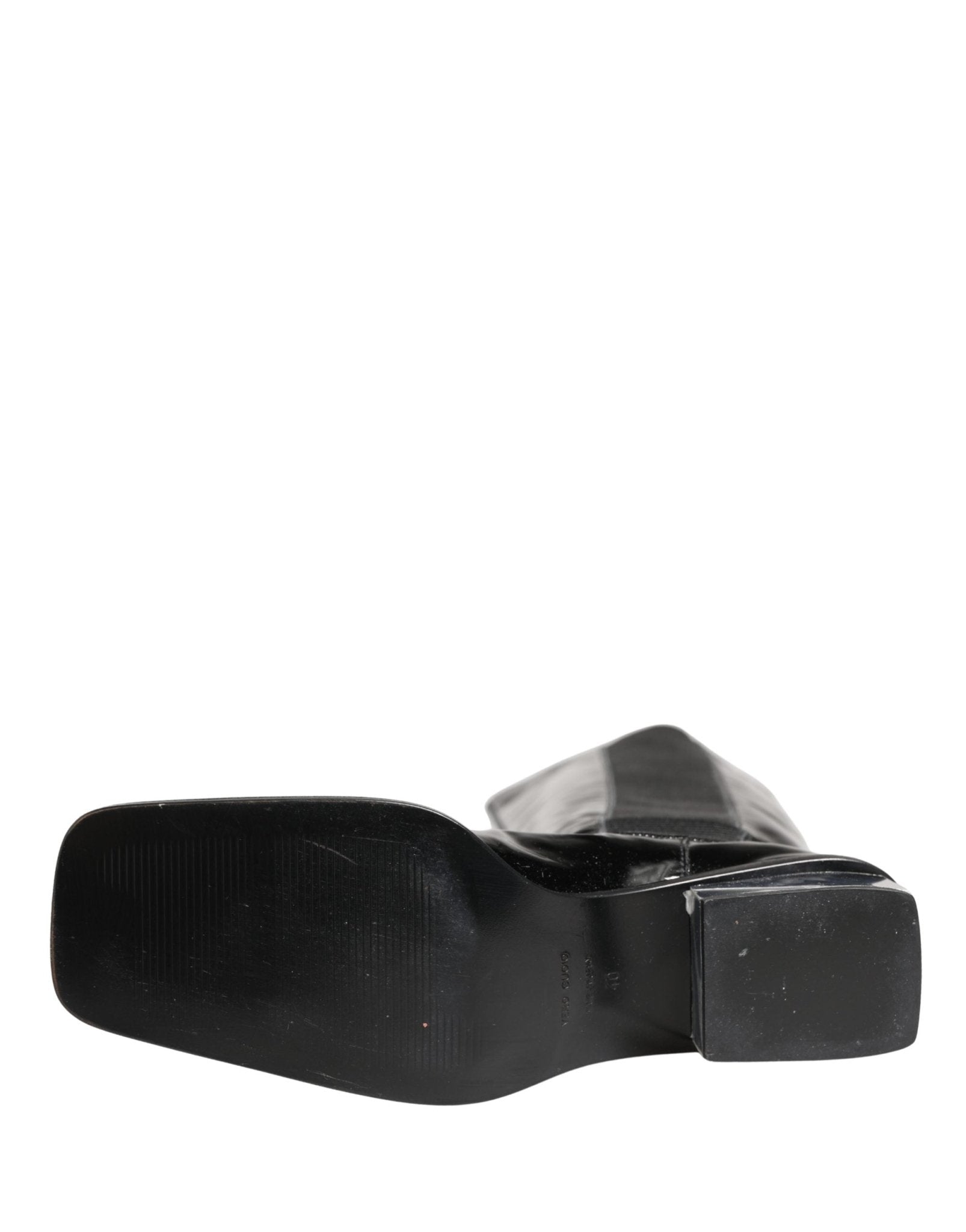 Dolce & Gabbana Black Patent Leather Knee High Boots Shoes - RIMODA