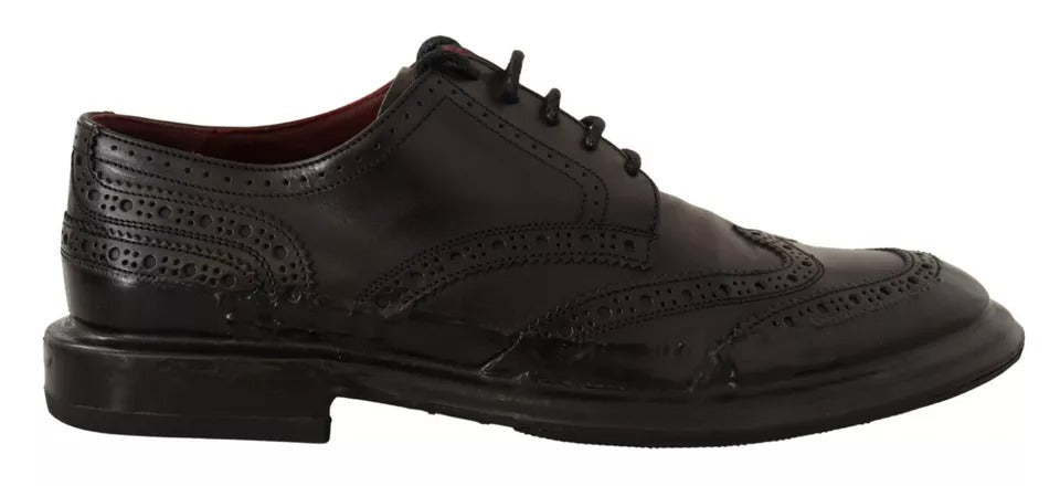 Dolce & Gabbana Black Perforated Leather Lace Up Derby Shoes - RIMODA