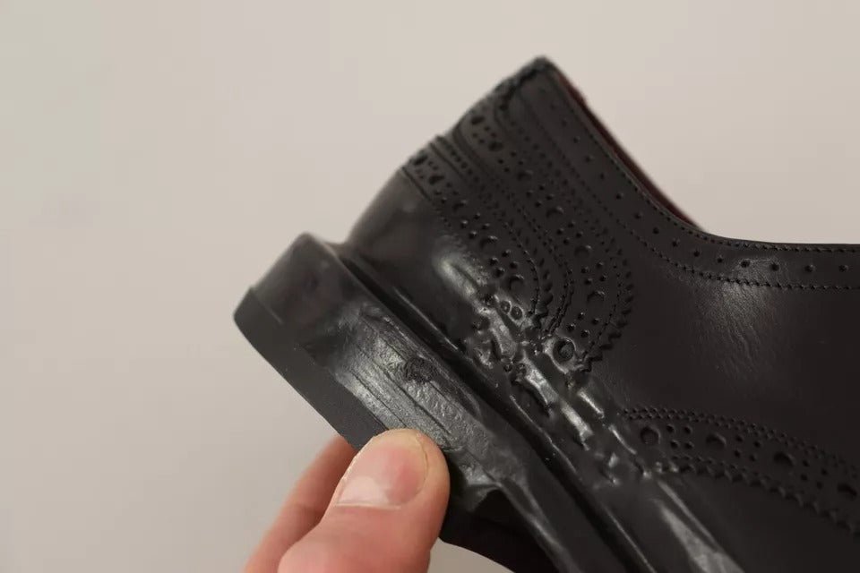 Dolce & Gabbana Black Perforated Leather Lace Up Derby Shoes - RIMODA