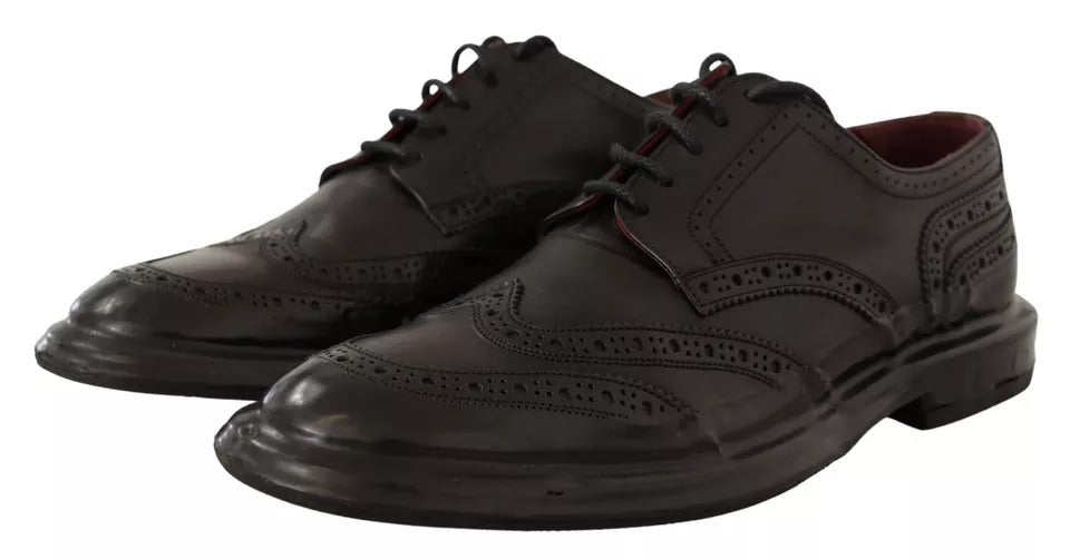 Dolce & Gabbana Black Perforated Leather Lace Up Derby Shoes - RIMODA
