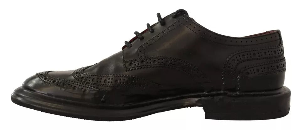 Dolce & Gabbana Black Perforated Leather Lace Up Derby Shoes - RIMODA