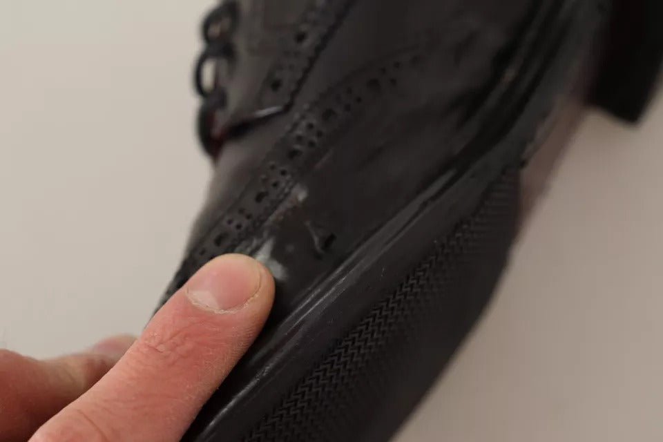 Dolce & Gabbana Black Perforated Leather Lace Up Derby Shoes - RIMODA