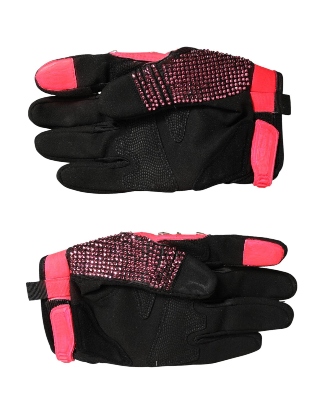 Dolce & Gabbana Black Pink Crystal Wrist Length Mitten Gloves - RIMODA
