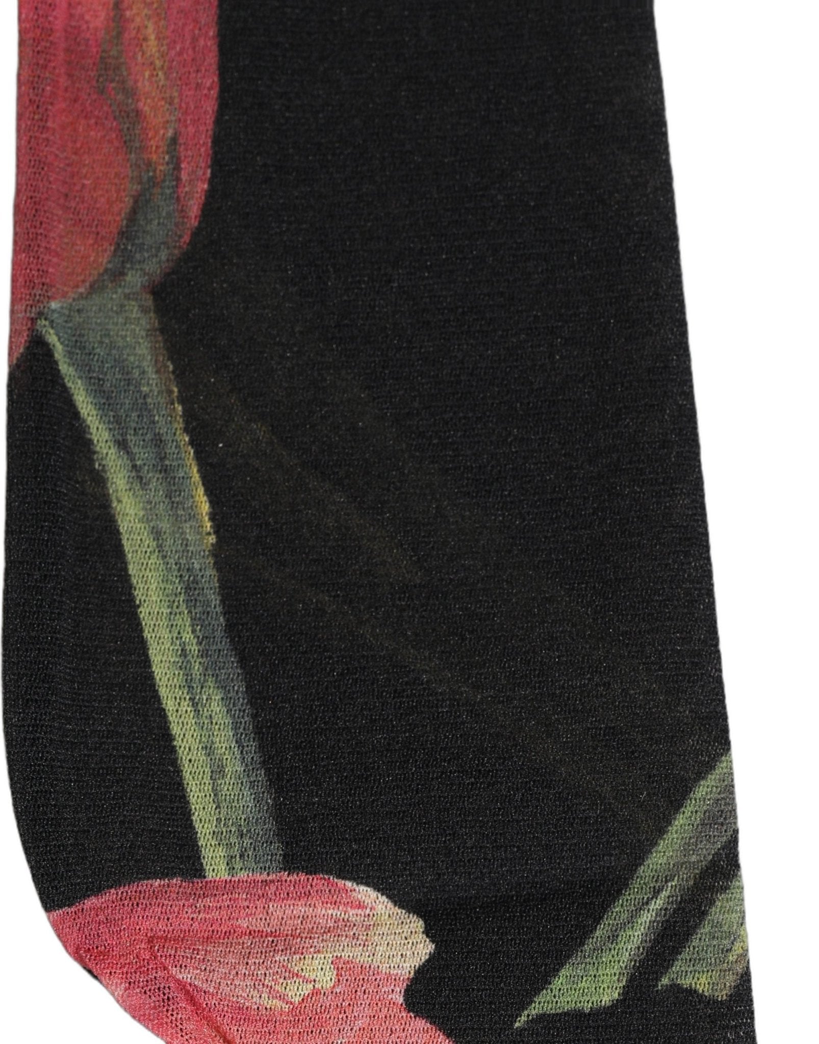 Dolce & Gabbana Black Pink Floral Tulip Nylon Stockings Socks - RIMODA