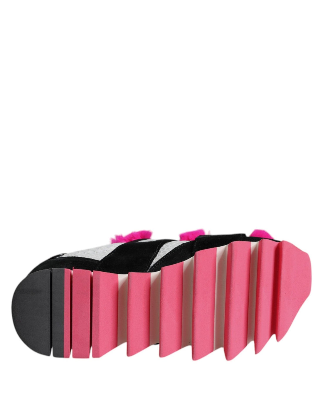 Dolce & Gabbana Black Pink Fur Embellished Sneakers Shoes - RIMODA