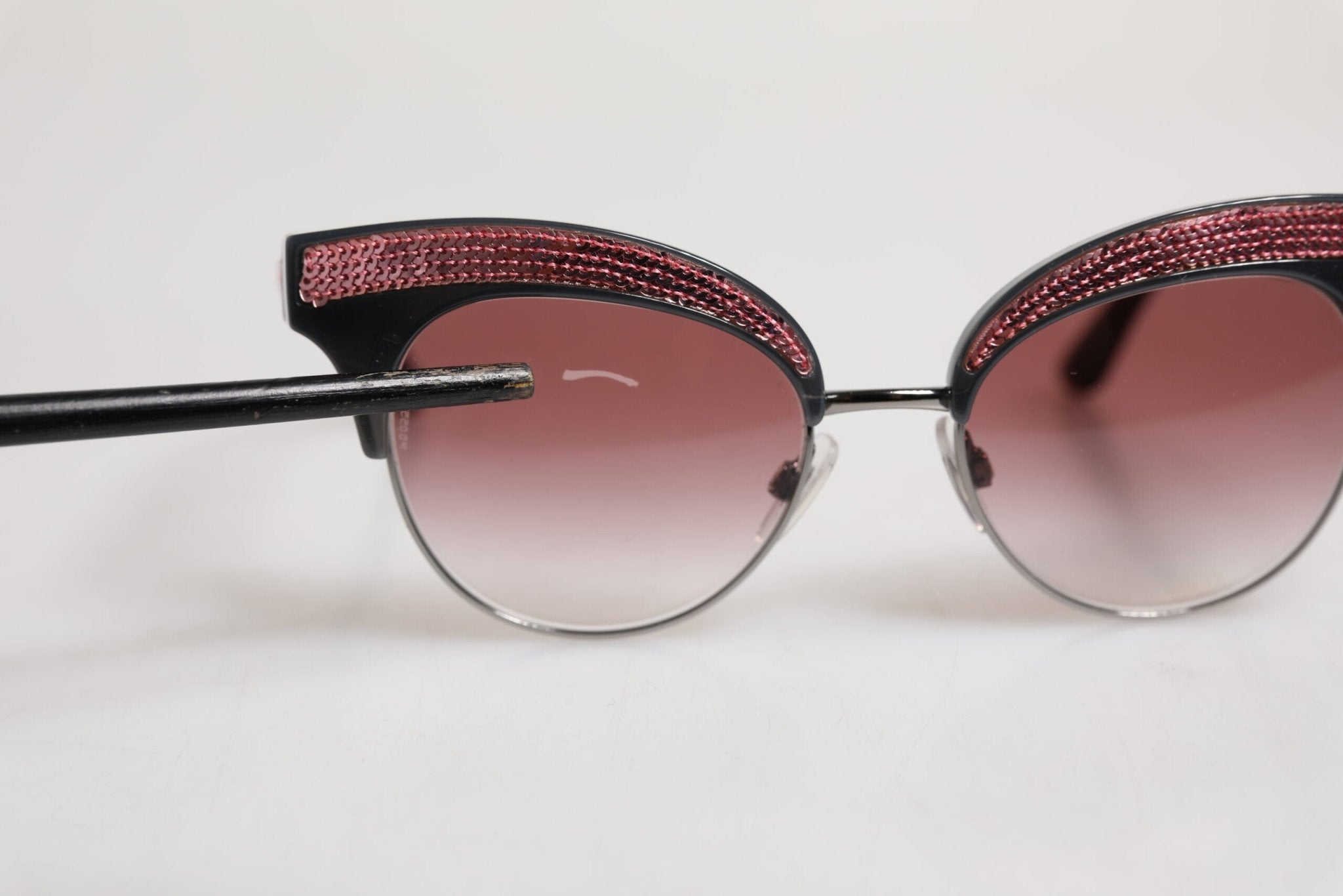 Dolce & Gabbana Black Pink Mirrored Cat Eye DG6109 Sequined Sunglasses - RIMODA