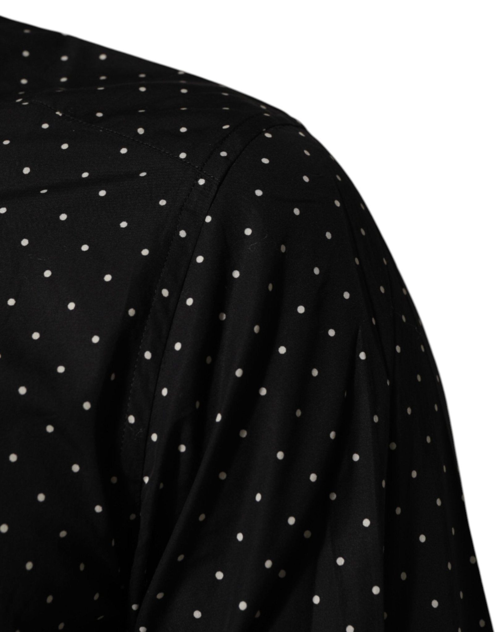 Dolce & Gabbana Black Polka Dot Cotton GOLD Men Formal Dress Shirt - RIMODA