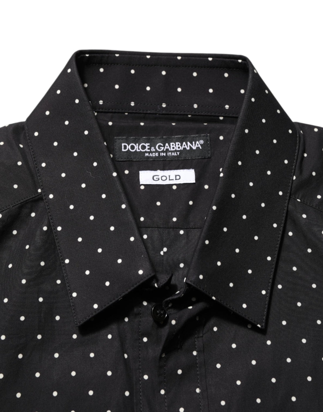 Dolce & Gabbana Black Polka Dot Cotton GOLD Men Formal Dress Shirt - RIMODA