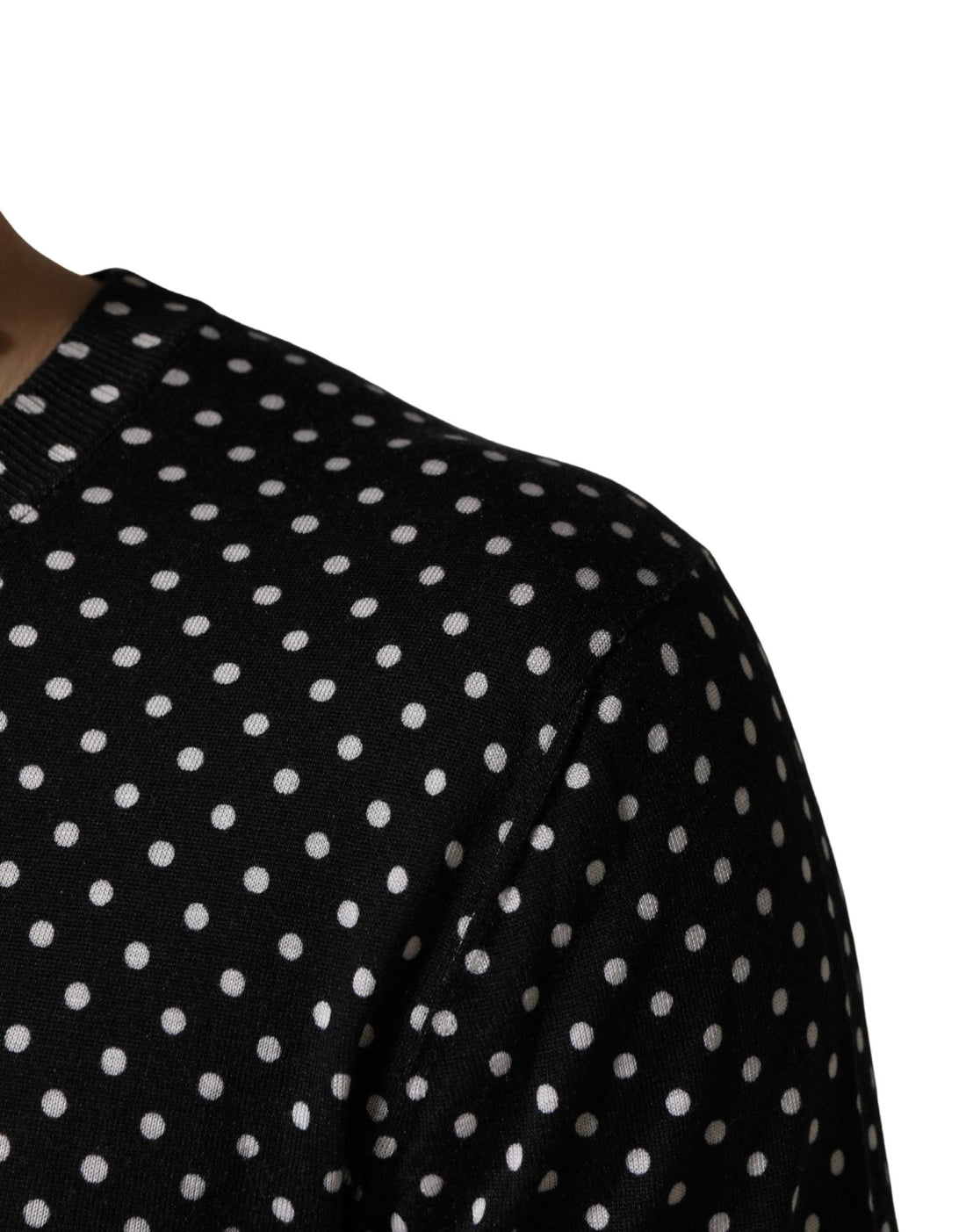 Dolce & Gabbana Black Polka Dot Crew Neck Pullover Sweater - RIMODA