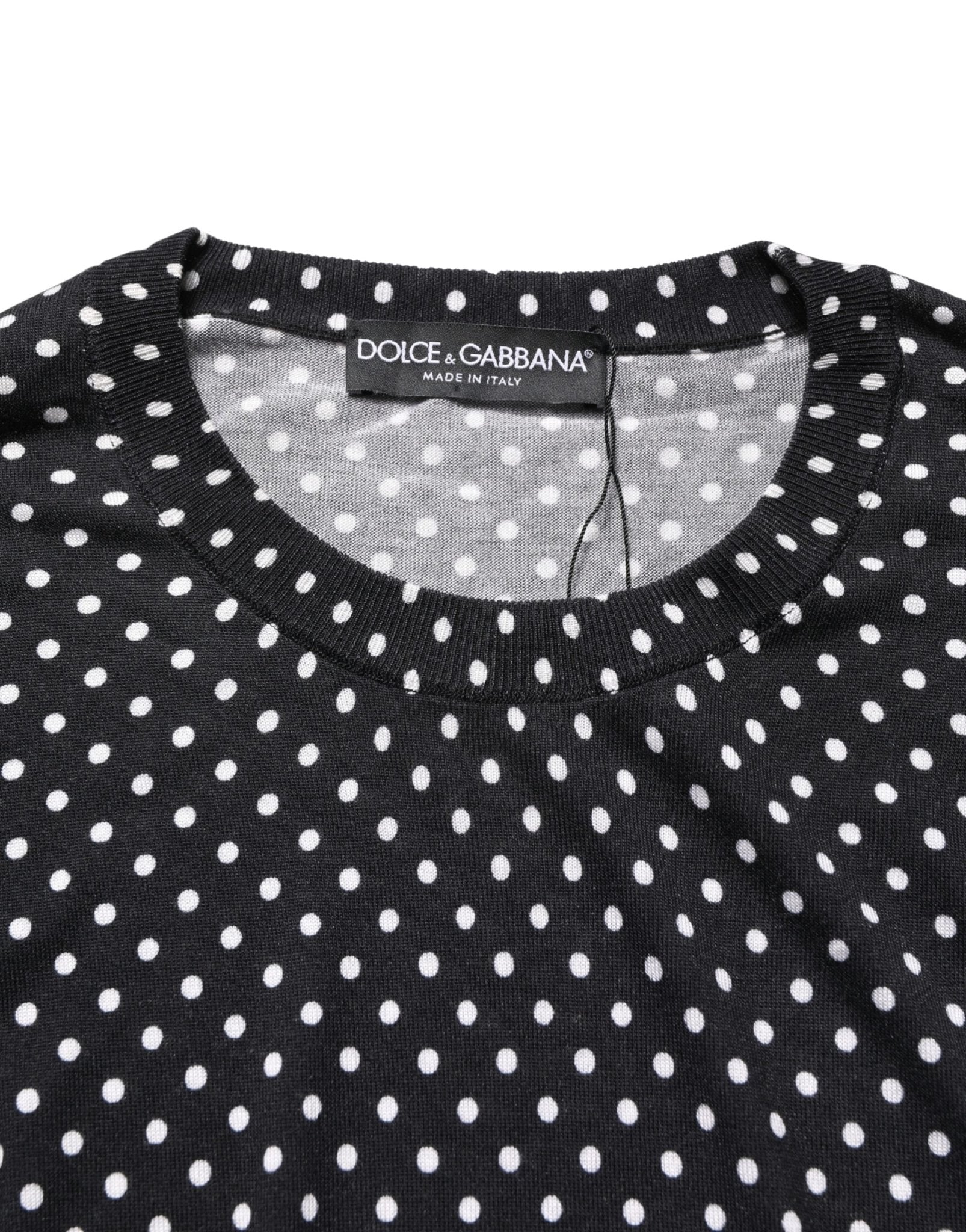 Dolce & Gabbana Black Polka Dot Crew Neck Pullover Sweater - RIMODA