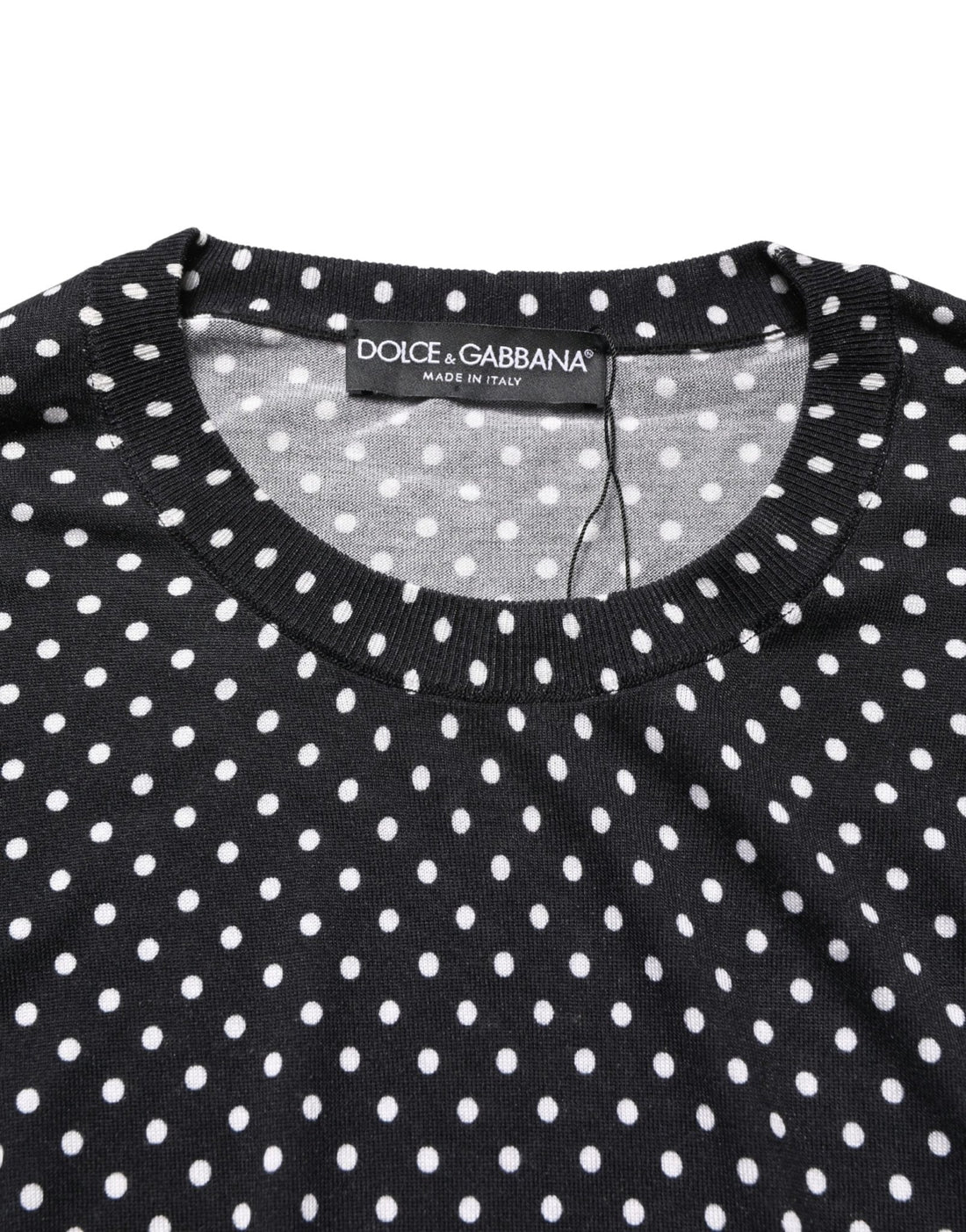 Dolce & Gabbana Black Polka Dot Crew Neck Pullover Sweater - RIMODA