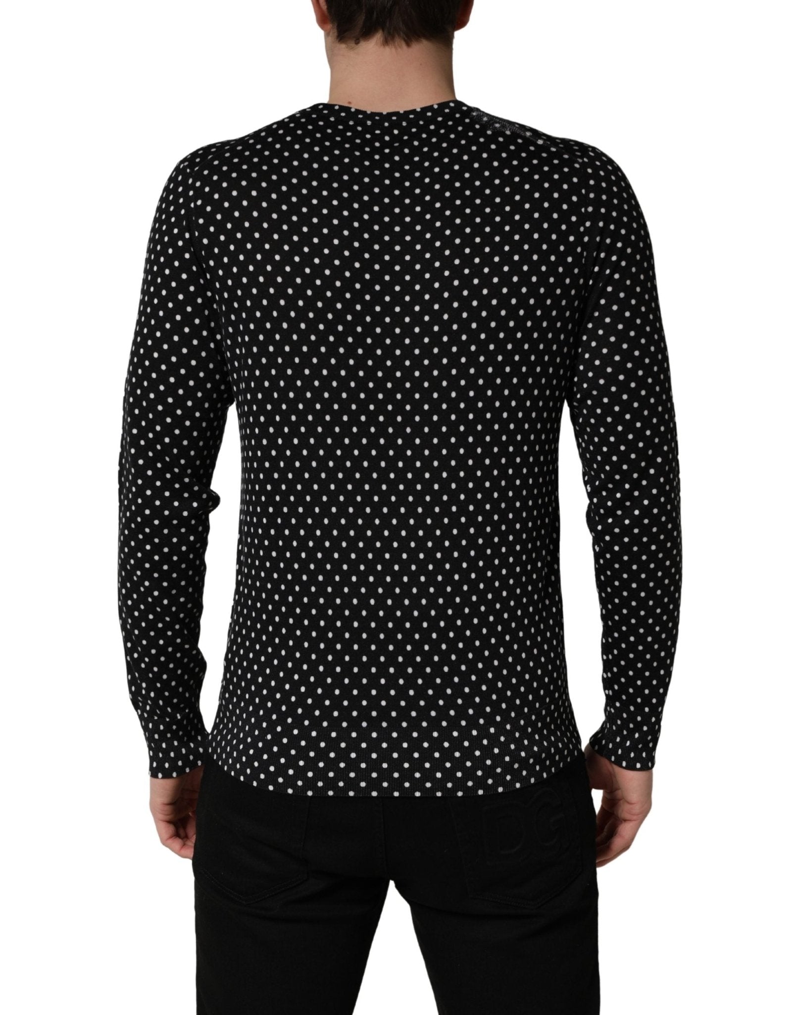 Dolce & Gabbana Black Polka Dot Crew Neck Pullover Sweater - RIMODA