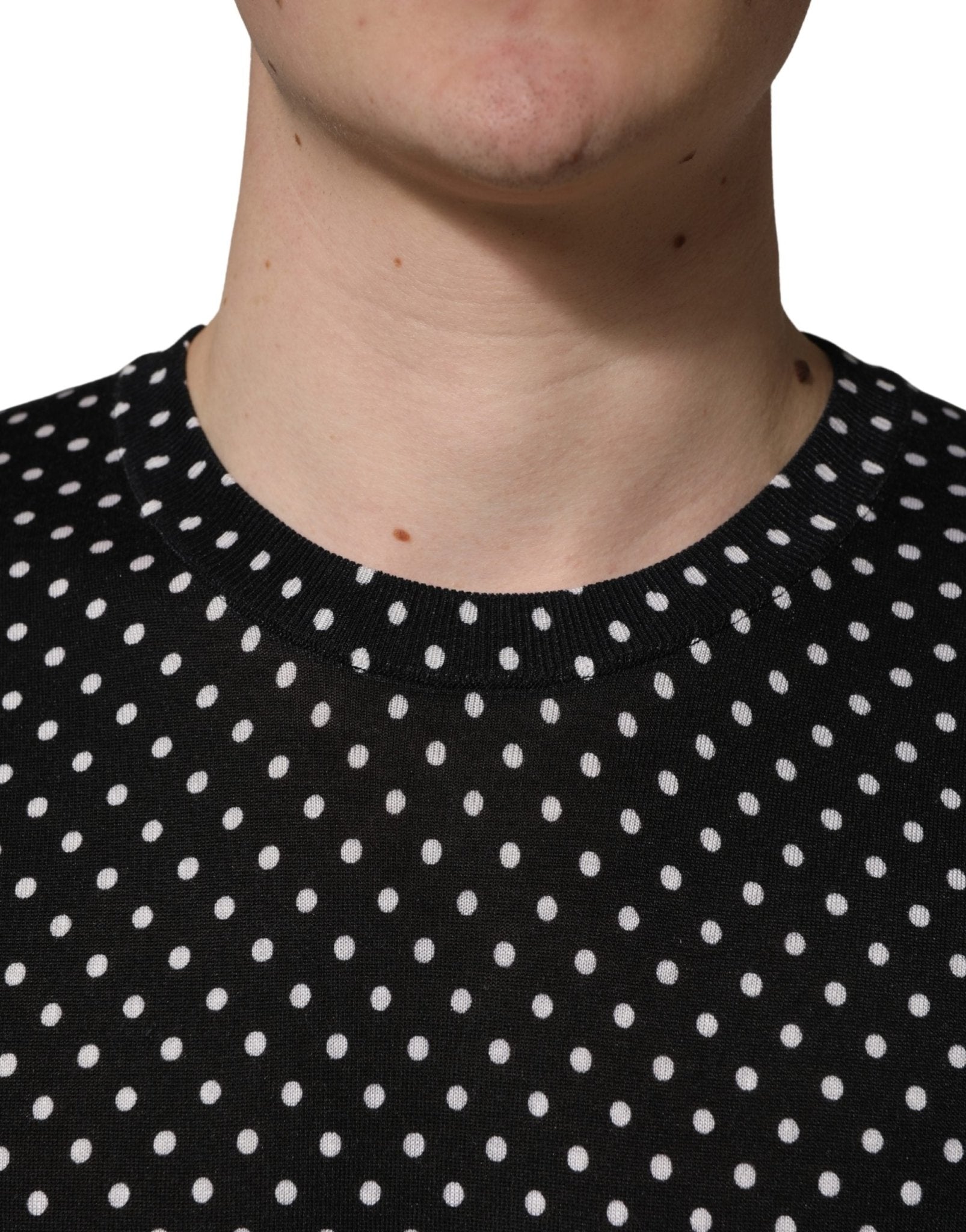 Dolce & Gabbana Black Polka Dot Crew Neck Pullover Sweater - RIMODA