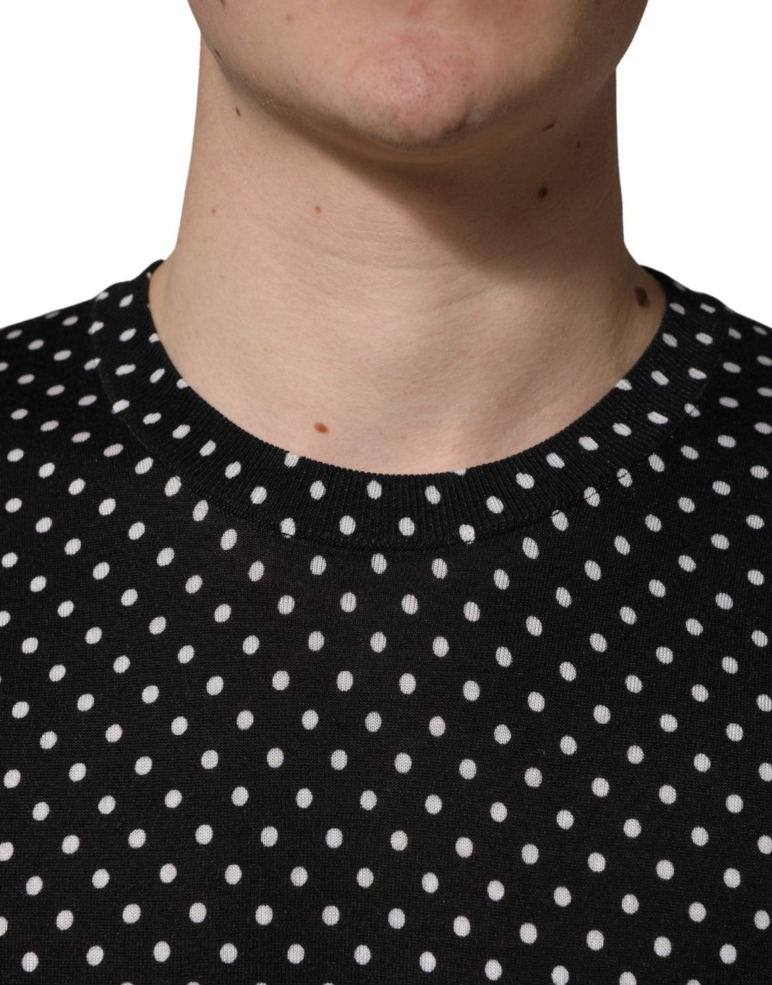 Dolce & Gabbana Black Polka Dot Crew Neck Pullover Sweater - RIMODA