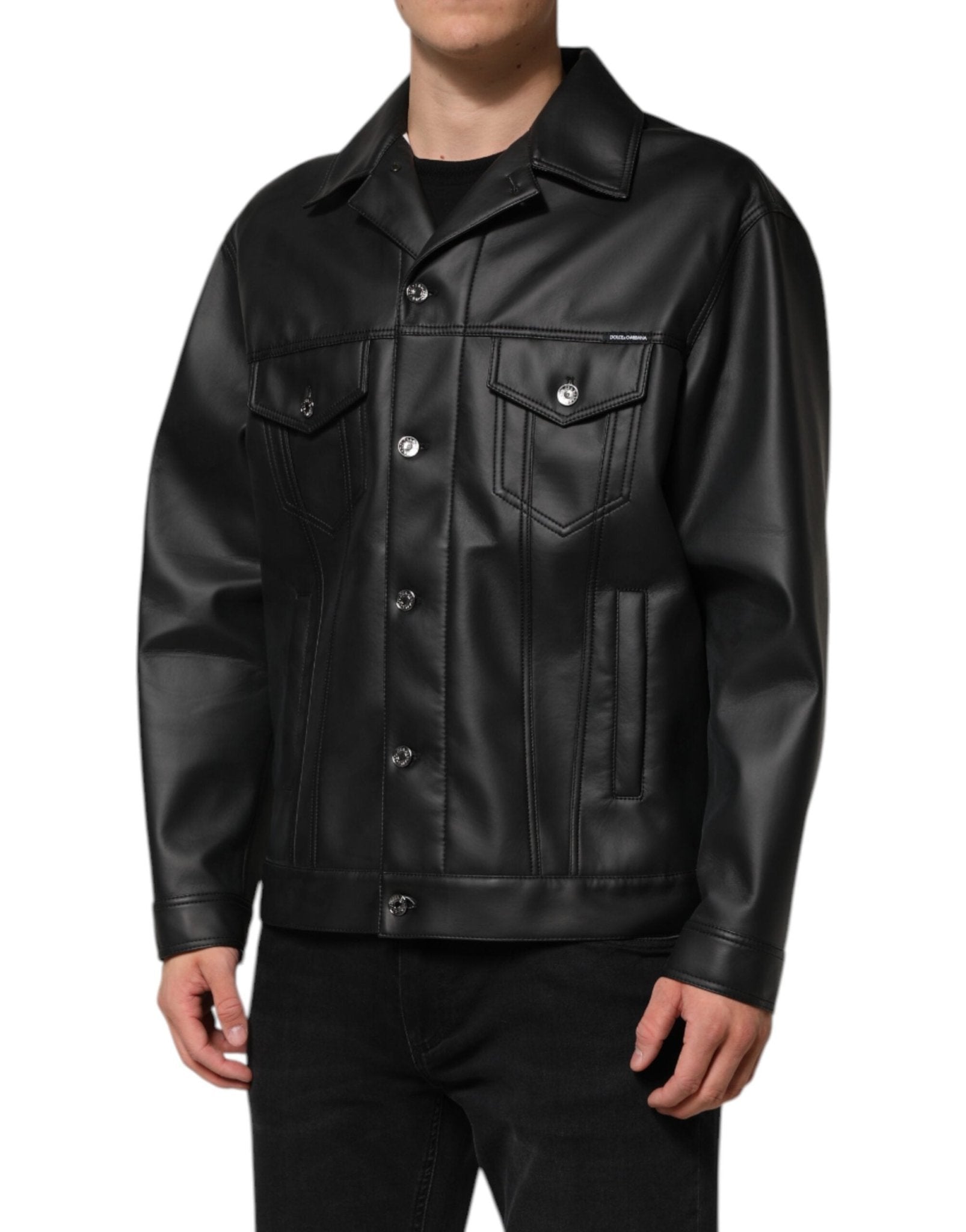 Dolce & Gabbana Black Polyester Button Down Biker Jacket - RIMODA