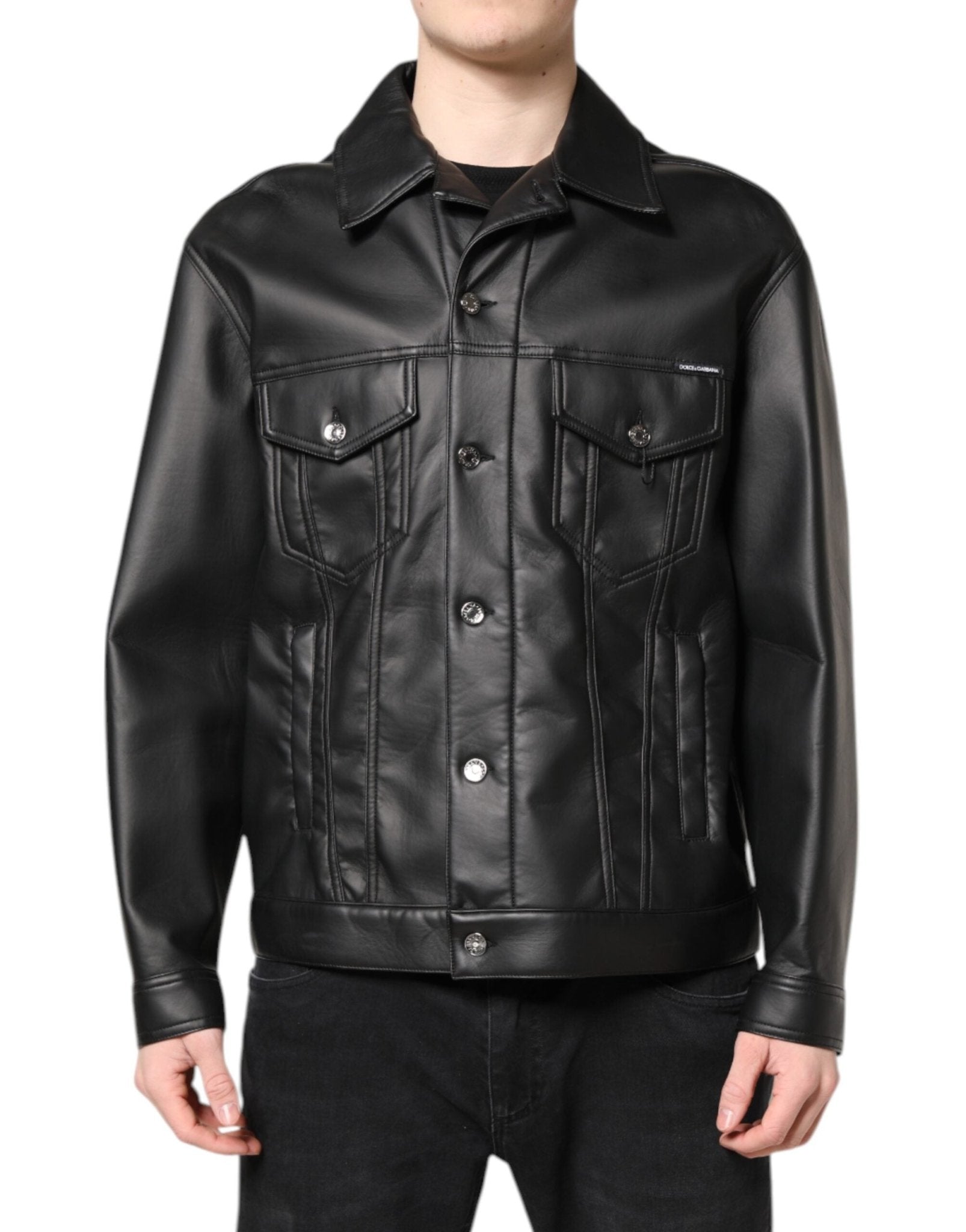 Dolce & Gabbana Black Polyester Button Down Biker Jacket - RIMODA