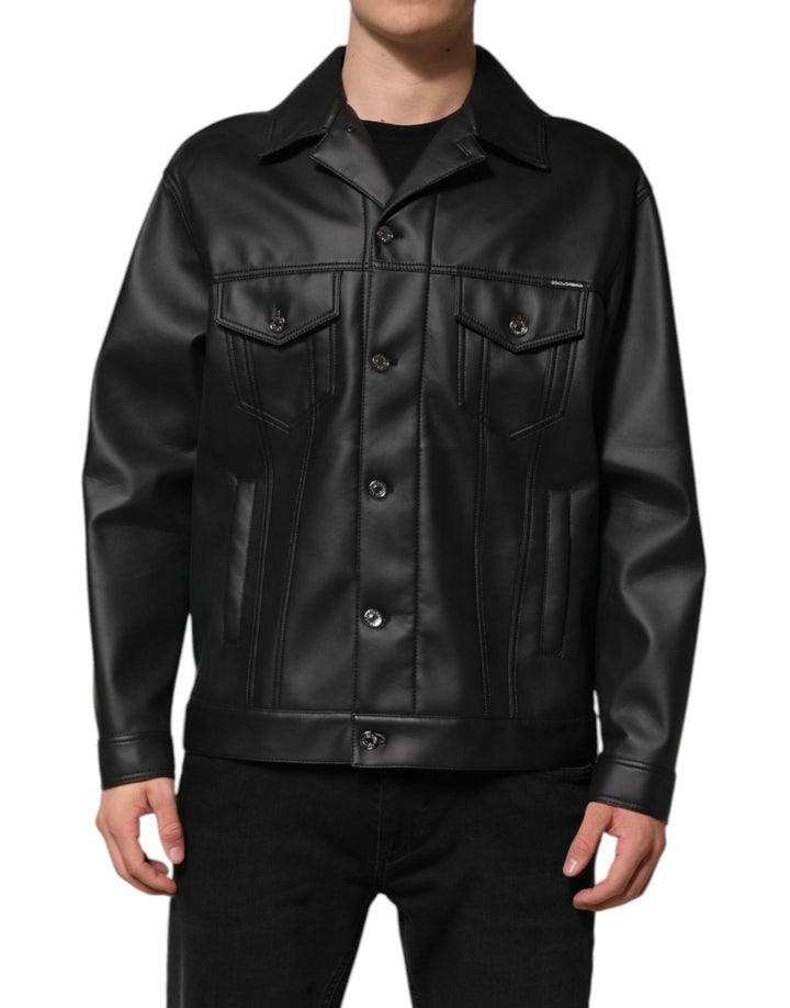 Dolce & Gabbana Black Polyester Button Down Biker Jacket - RIMODA