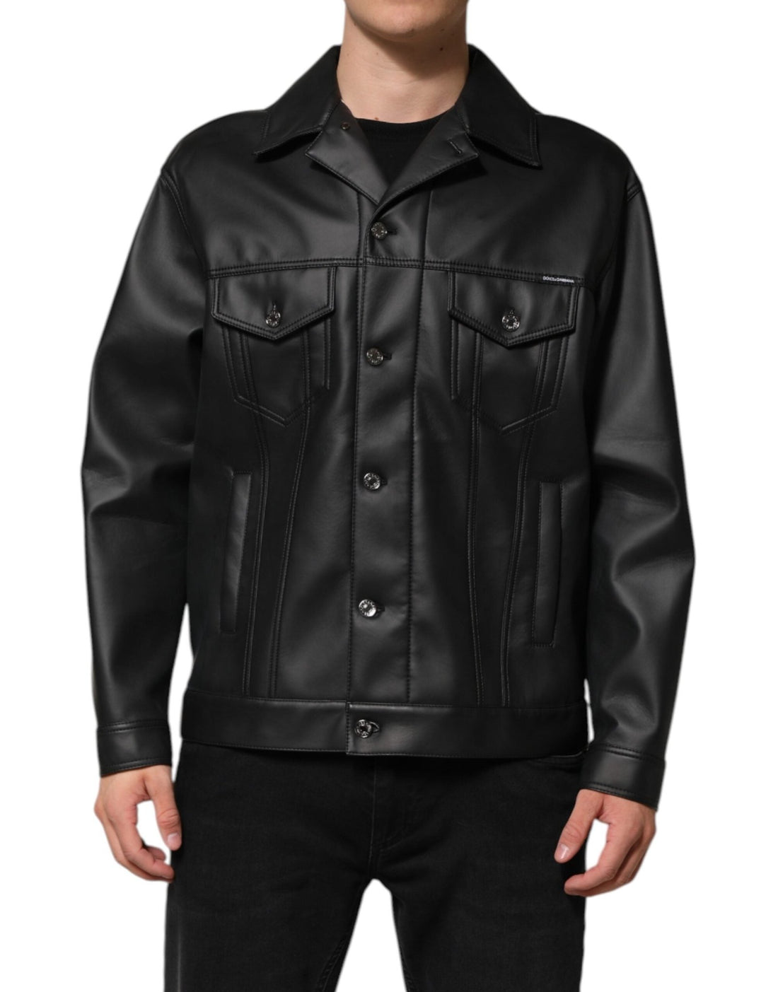 Dolce & Gabbana Black Polyester Button Down Biker Jacket - RIMODA