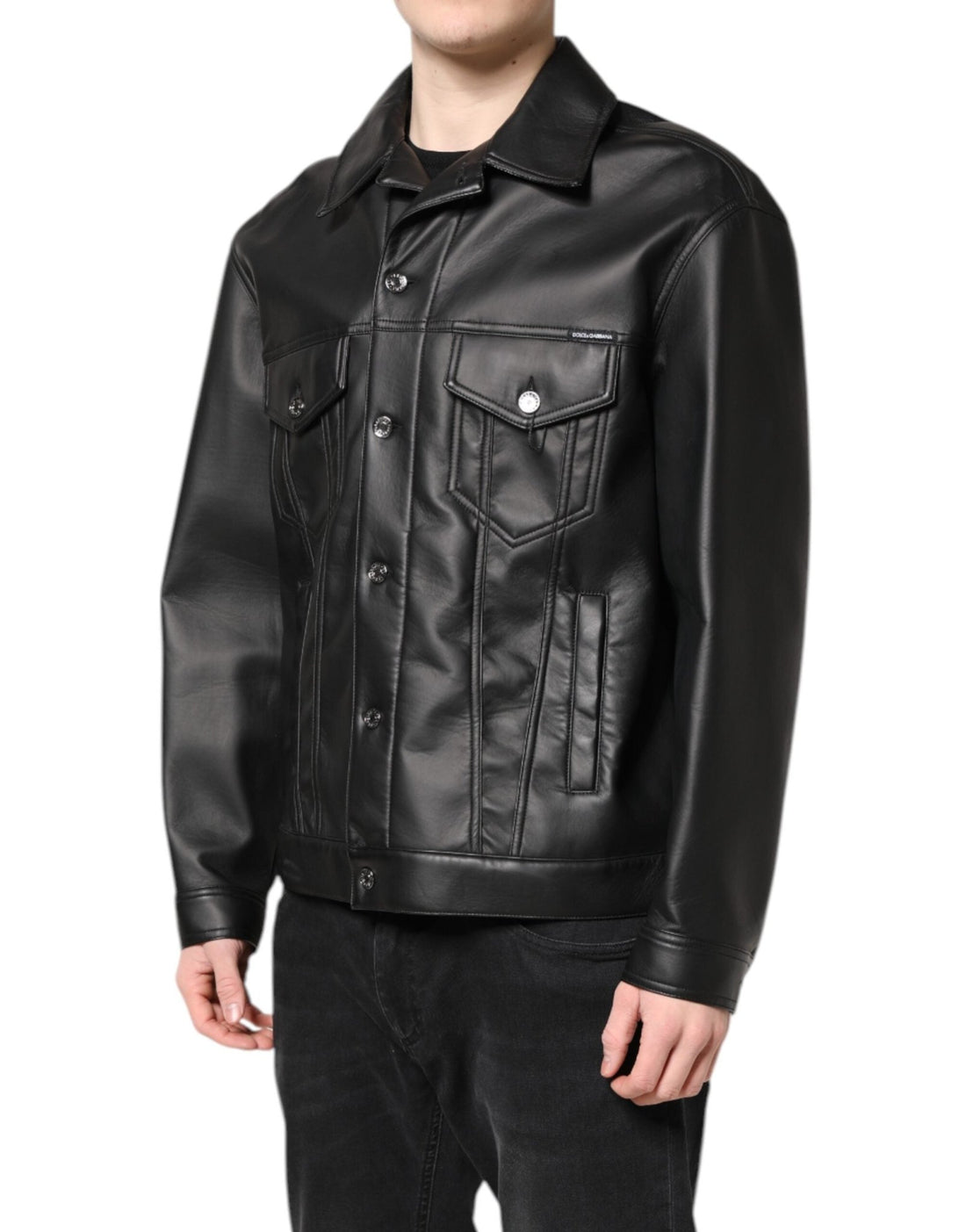 Dolce & Gabbana Black Polyester Button Down Biker Jacket - RIMODA