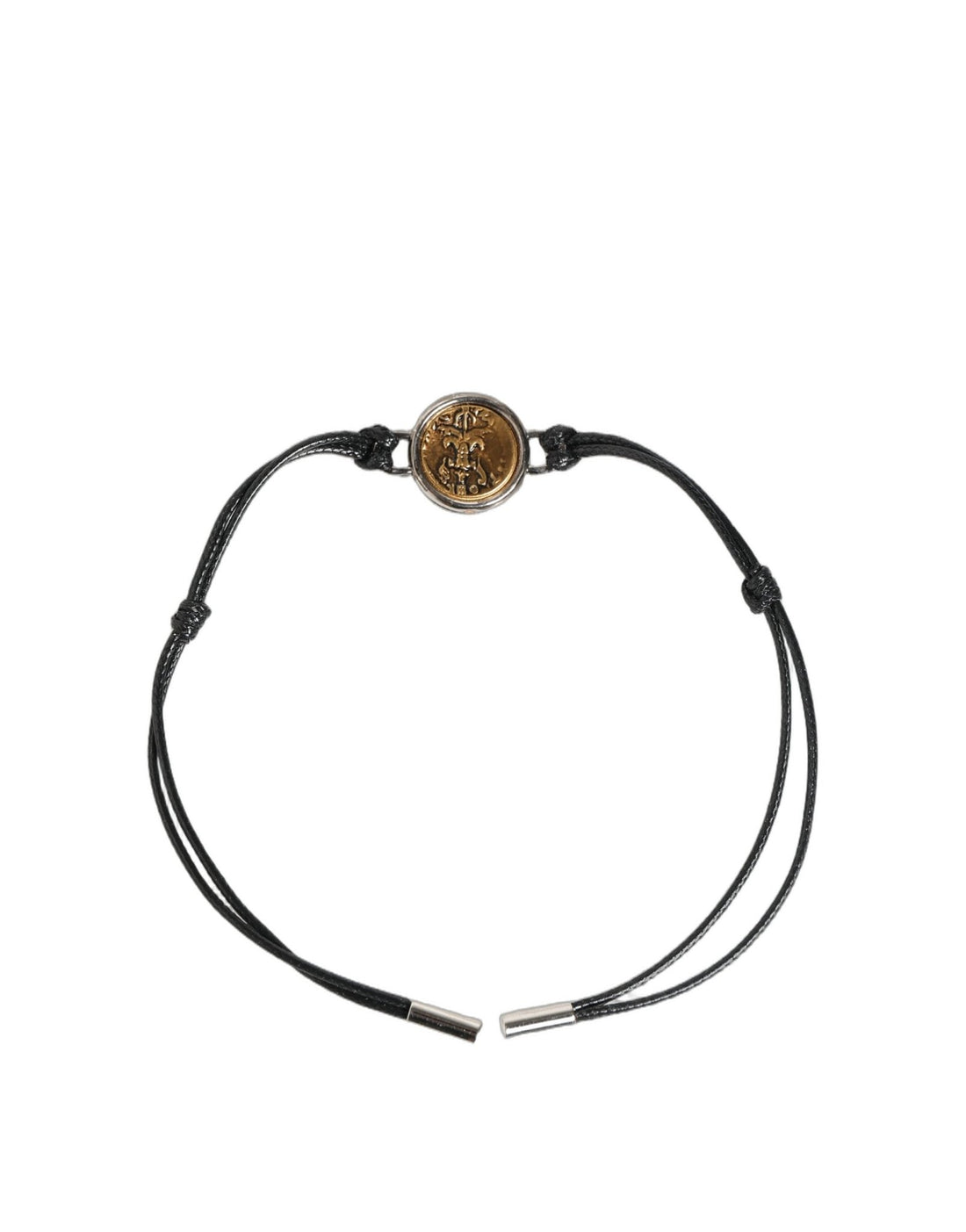 Dolce & Gabbana Black Polyester Cord Gold Tone Roman Coin Charm Bracelet - RIMODA