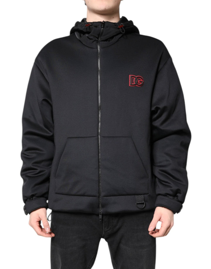 Dolce & Gabbana Black Polyester DG Hooded Full Zip Jacket - RIMODA