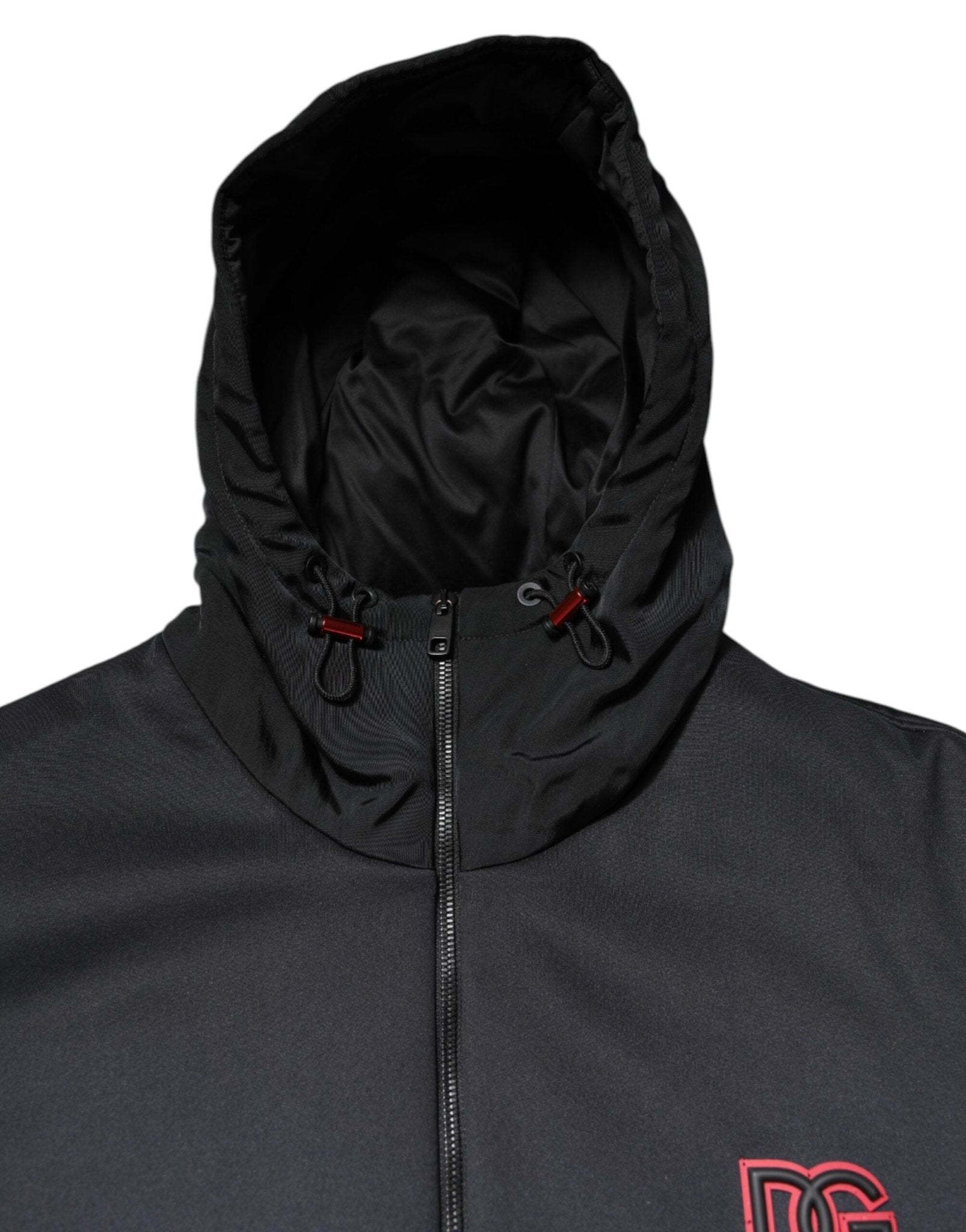 Dolce & Gabbana Black Polyester DG Hooded Full Zip Jacket - RIMODA