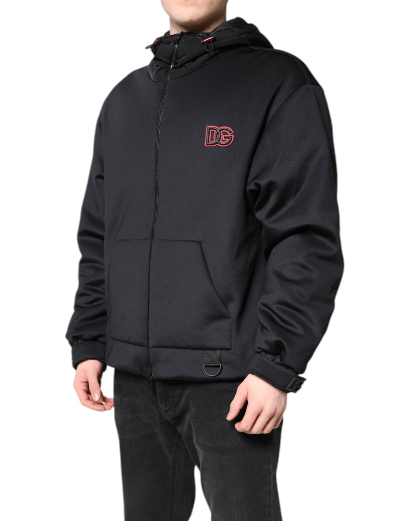 Dolce & Gabbana Black Polyester DG Hooded Full Zip Jacket - RIMODA